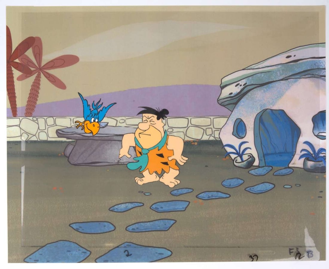 The Flintstones Original Production Fred, Wilma, Parrotsauruses and Pebbles Animation Cels (Hanna (1 of 7)