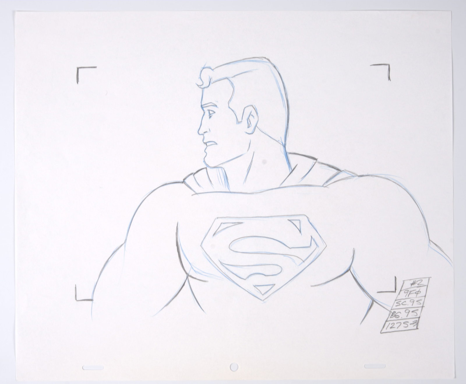 Superman The Animated Series Original Opening Sequence Production Pencil Drawing (Warner Bros, 1996) (1 of 3)