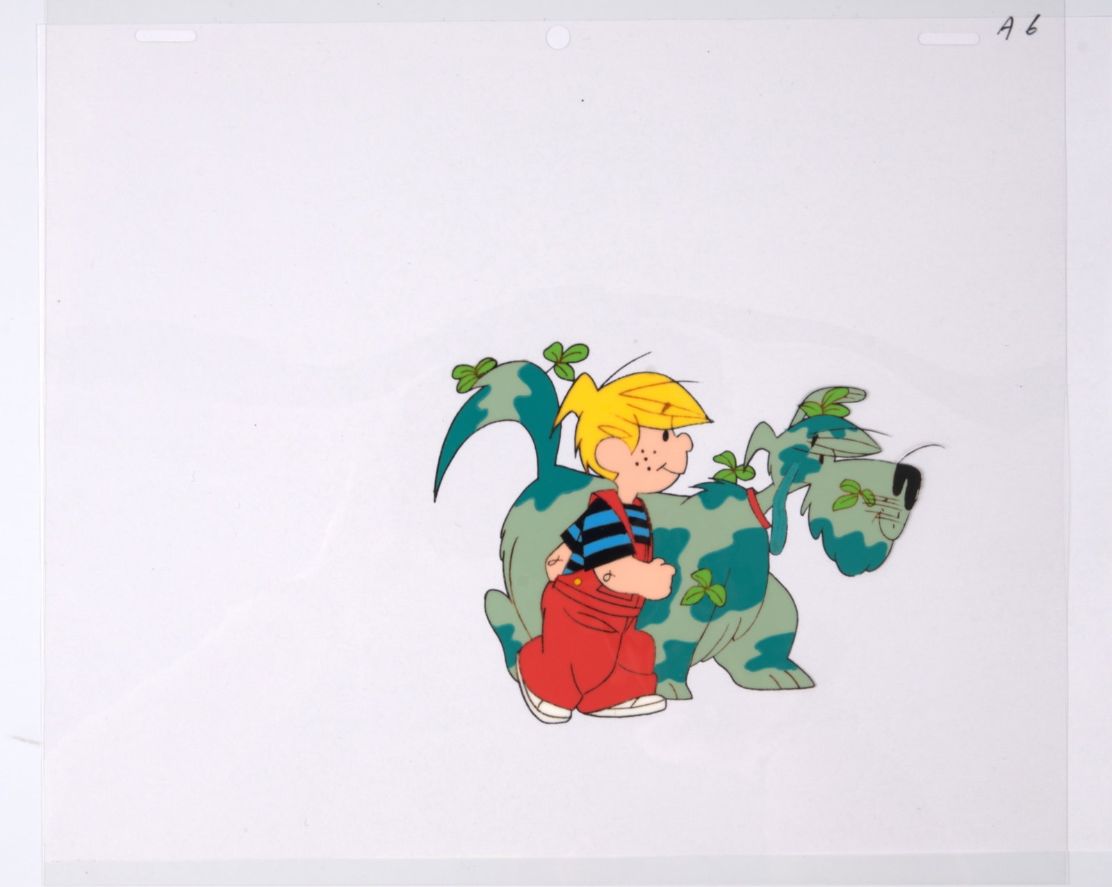 Dennis The Menace Original Dennis and Ruff Production Cel It's A Ruff Life (DIC, 1986-1988): Dennis The Menace Hand Painted Production Cel (DIC, 1986-1988).?Production cel of Dennis the Menace and grass stained Ruff. From ?It?s a Ruff Life', season 1 episode 16.?Certificate of authenticity. M