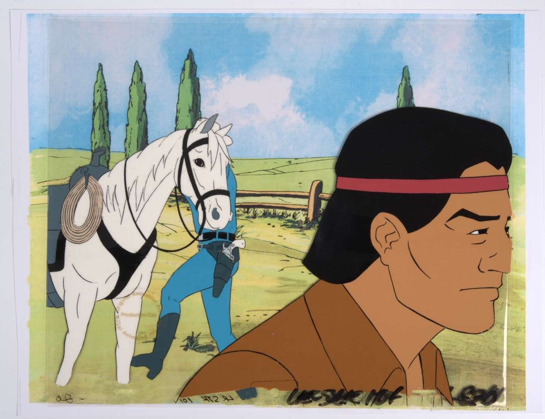 The New Adventures of the Lone Ranger Original Ranger, Tonto and Silver Production Cels (Filmation, (1 of 5)