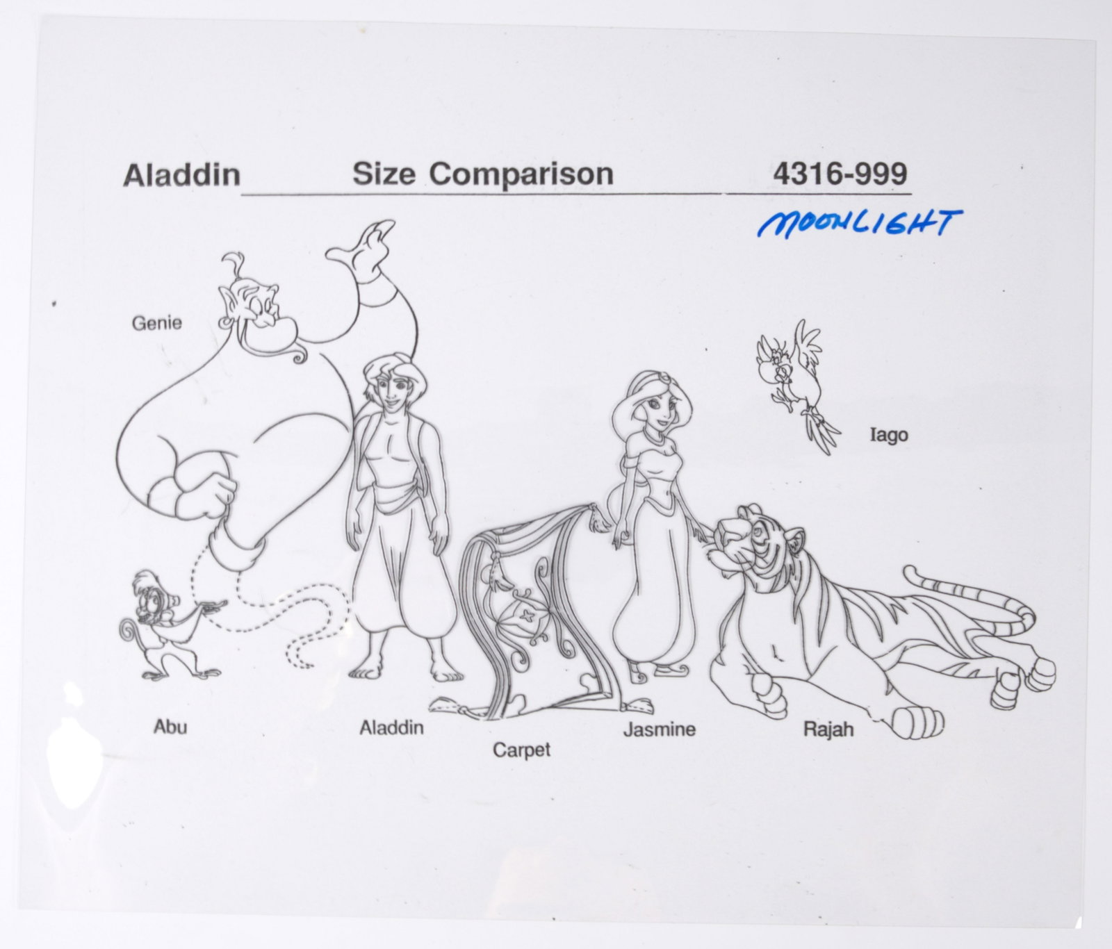 Disney's Aladdin Animated Series Original Production Model Size Comparison Cel (Walt Disney, 1994) (1 of 2)