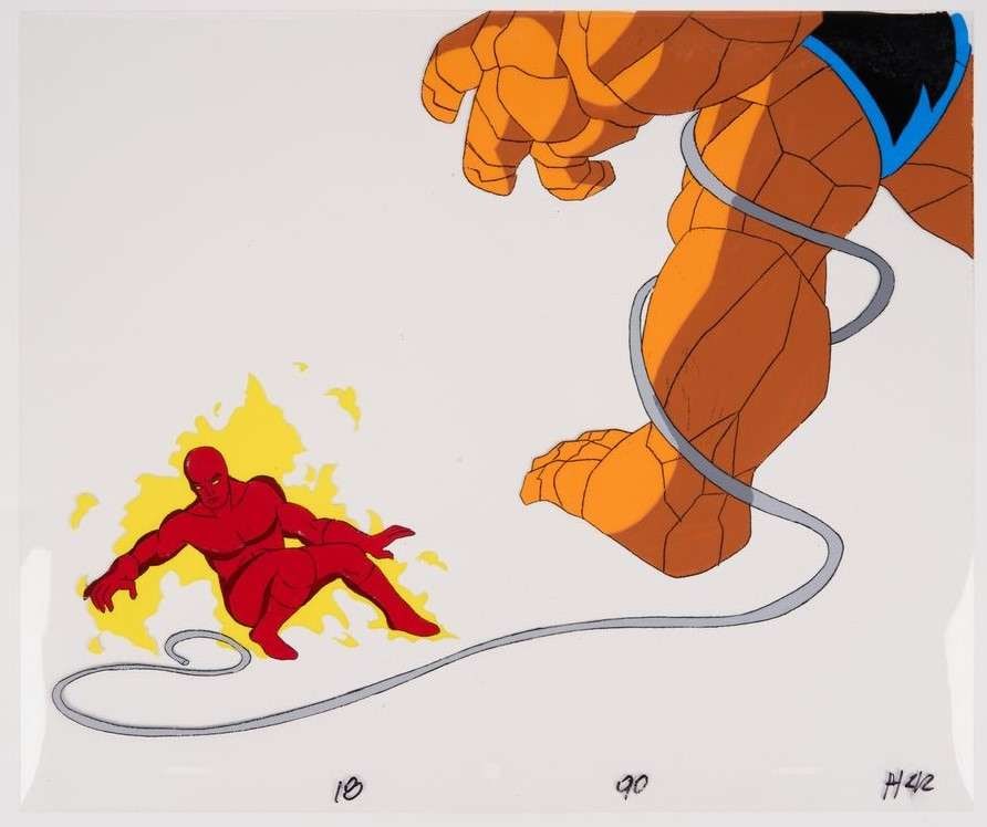 Fantastic Four Animated Series Human Torch and The Thing Original Hand Painted Production Cel (1 of 1)