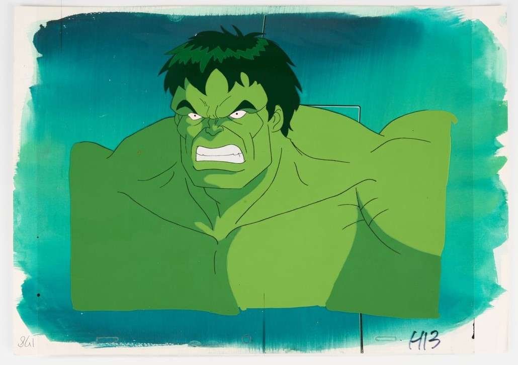 Incredible Hulk Animated Series Original Hand Painted Production Cel and Background (Marvel Studios, (1 of 2)