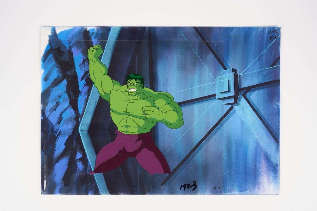 Incredible Hulk Animated Series Original Hand Painted Production Cel And Background (Marvel Studios, (1 of 2)