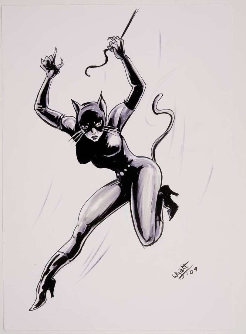 Simon Wyatt Catwoman Original Hand Drawn Pencil Sketches Dated 2000s Total 3 (1 of 3)