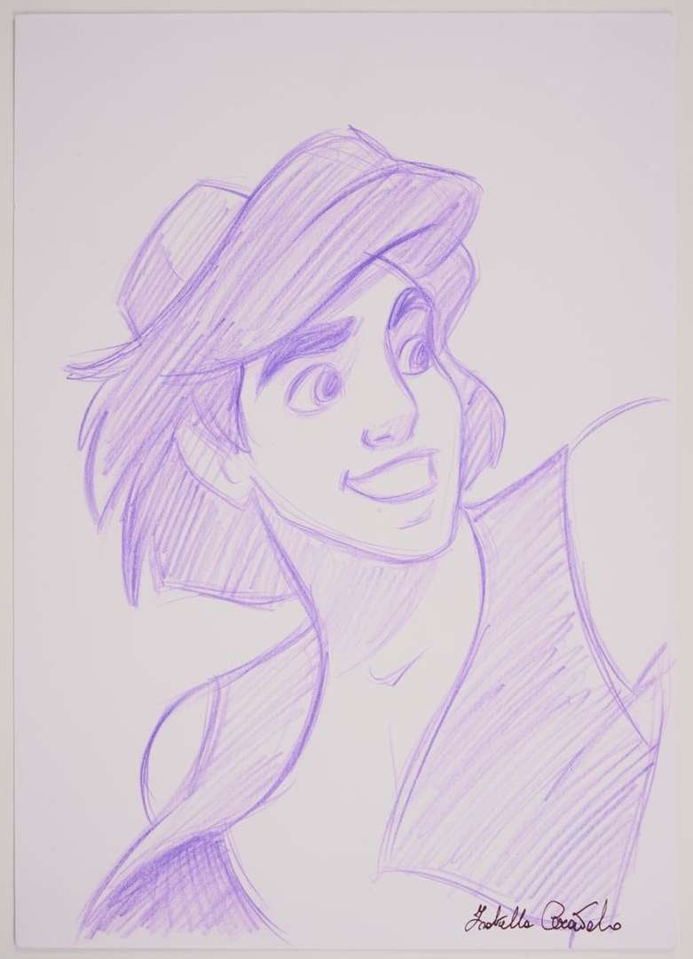 Aladdin Original Convention Aladdin and Jafar Pencil Sketch (Isabella Ceravolo, 2020) & Mickey (1 of 5)