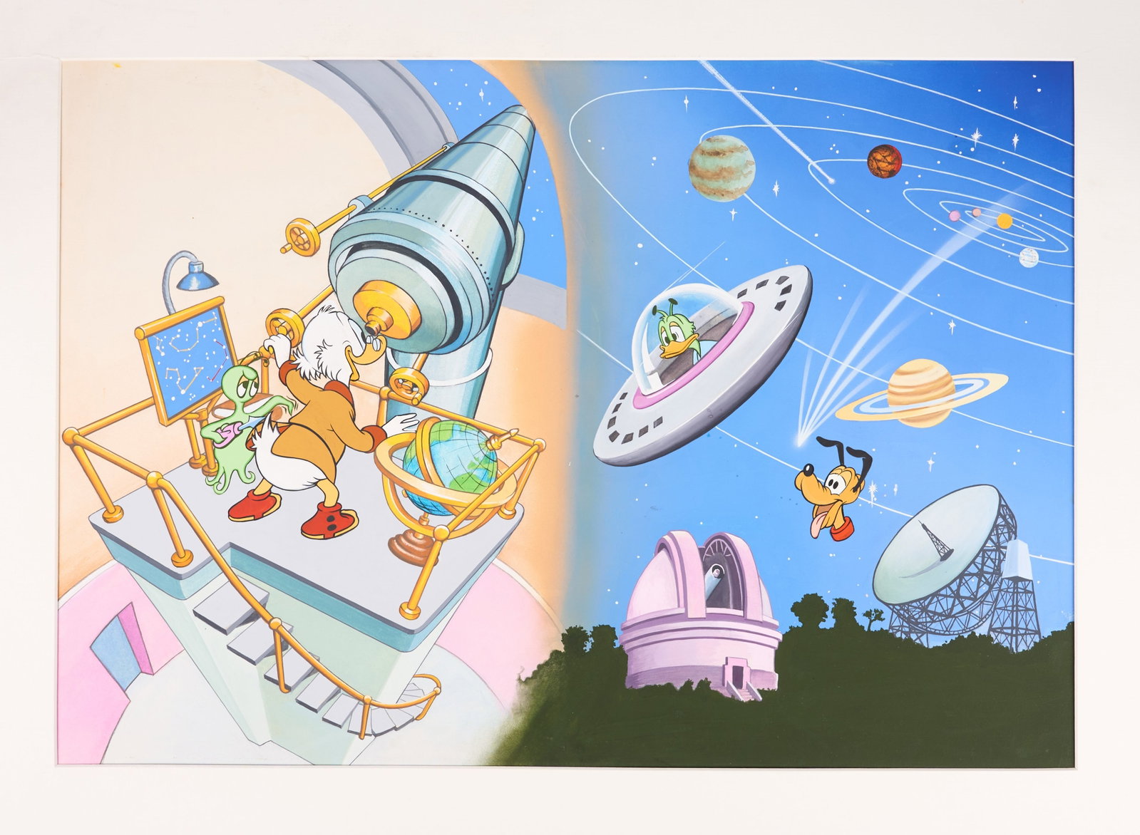 Walt Disney Original Scrooge McDuck Star Gazing Comic Art (1 of 2)