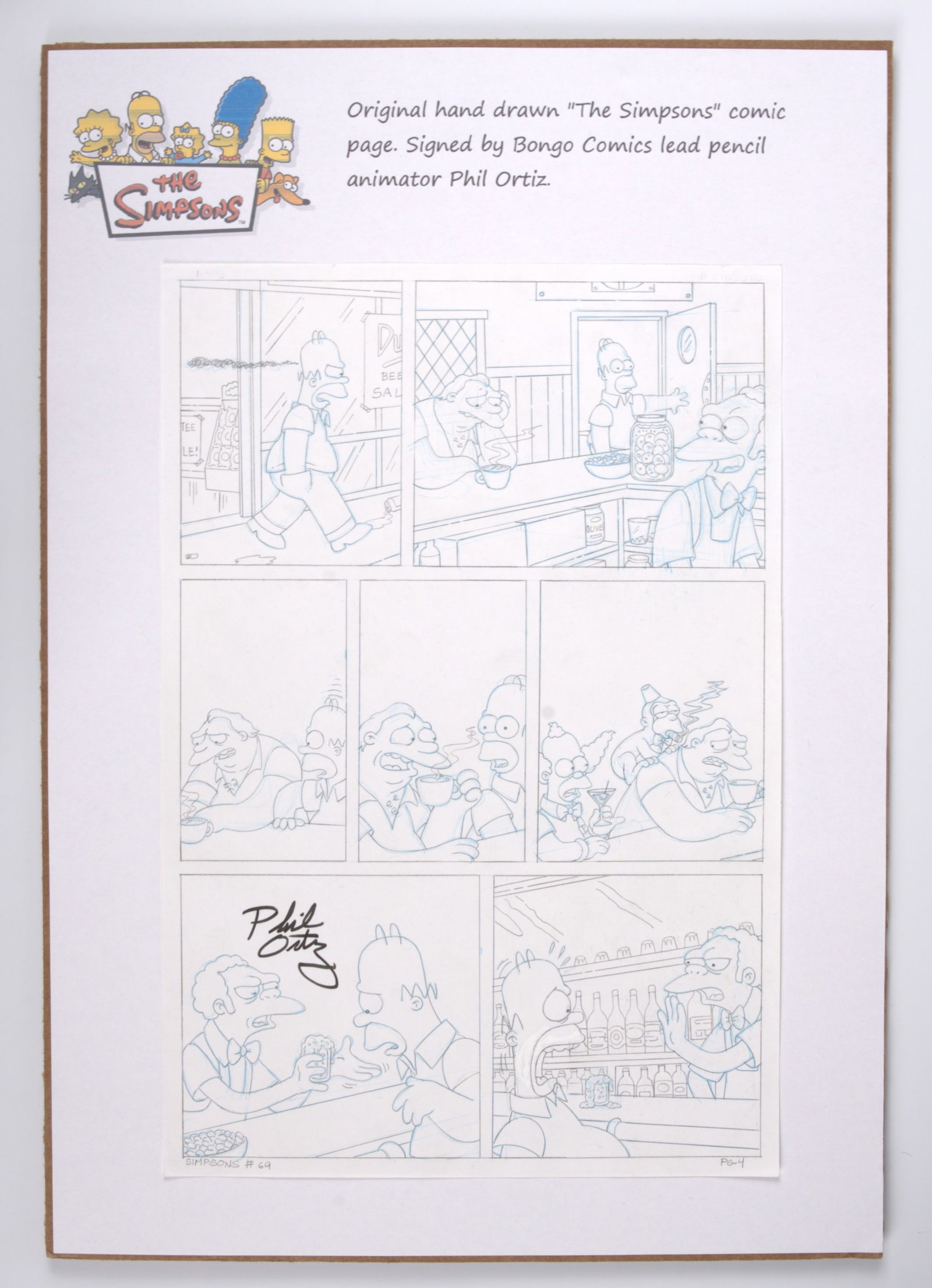 Phil Ortiz The Simpsons Comic #69 Original Pencil Comic Page 4 Signed (Bongo Comics, 2002) (1 of 3)