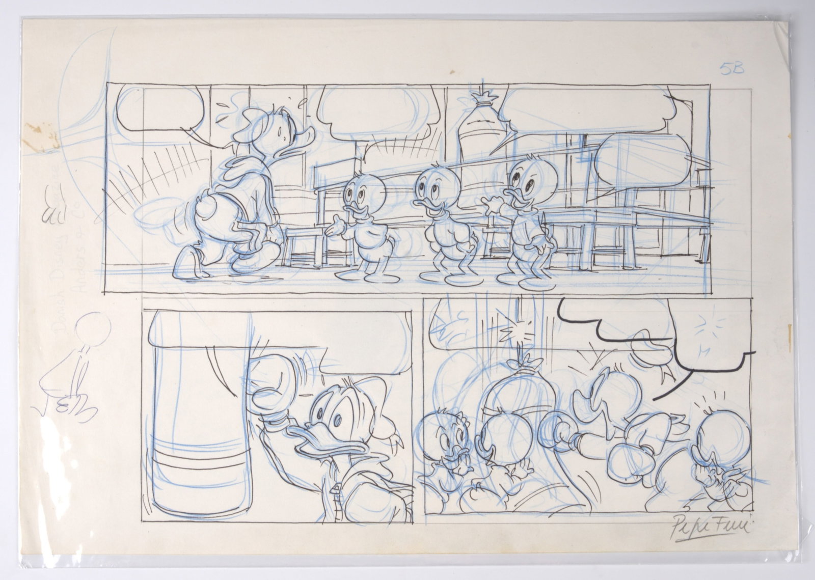 Pepe Ferre Disney's Topolino Magazine Hand Drawn Page Signed (Mondadori, 1985) Total 5 (1 of 9)
