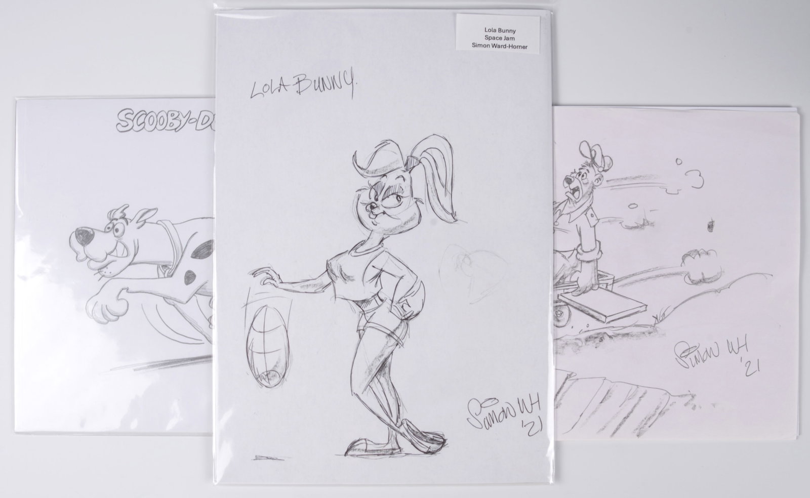 Armando Carrillo Scooby Doo Original Pencil Sketch And Simon Ward-Horner Space Jams Lola Bunny And (1 of 4)