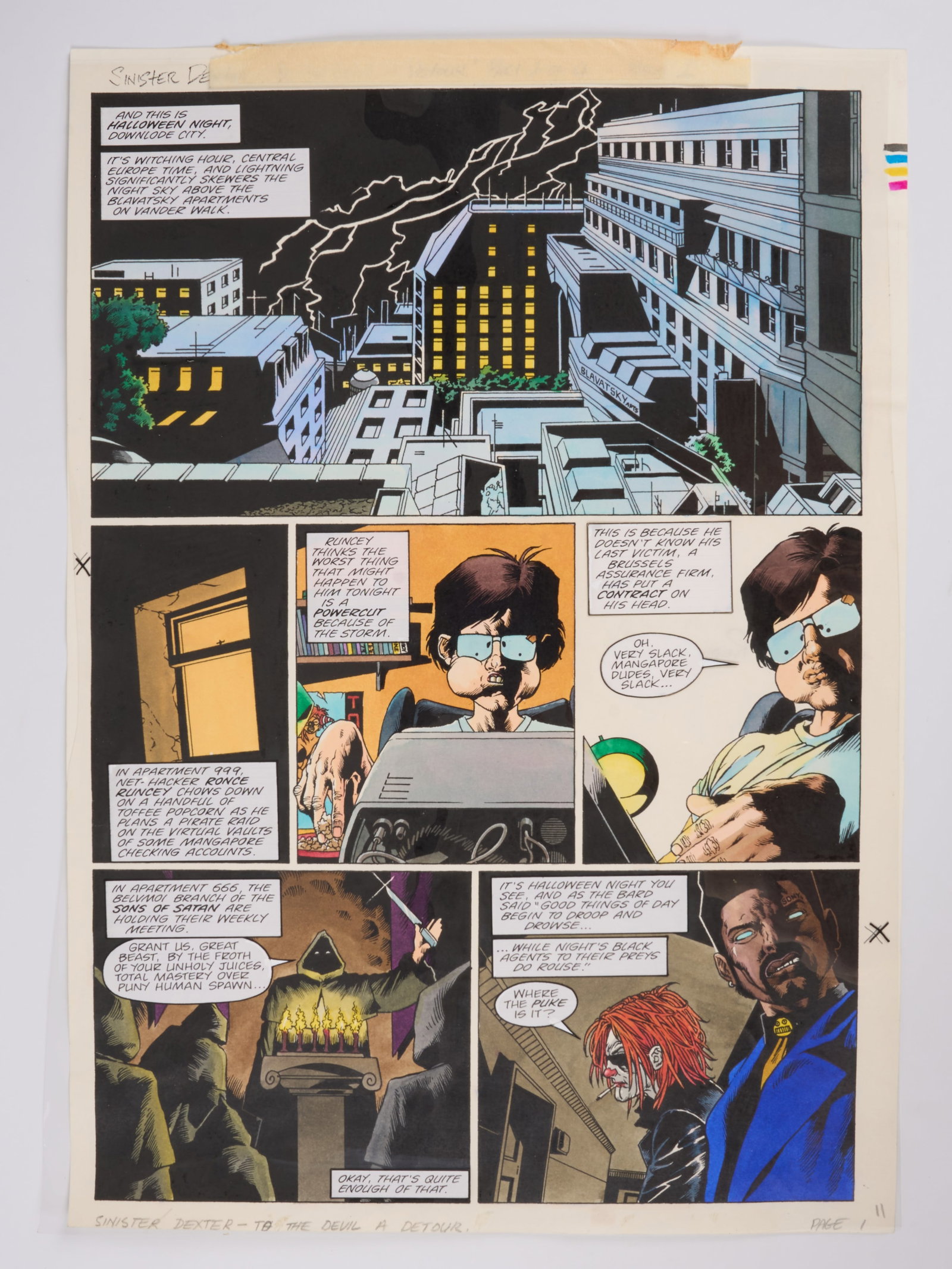 Andy Clarke 2000 AD Prog #1088 & #1089 To The Devil a Detour Colour Story Pages (Fleetway, 1998) (1 of 8)