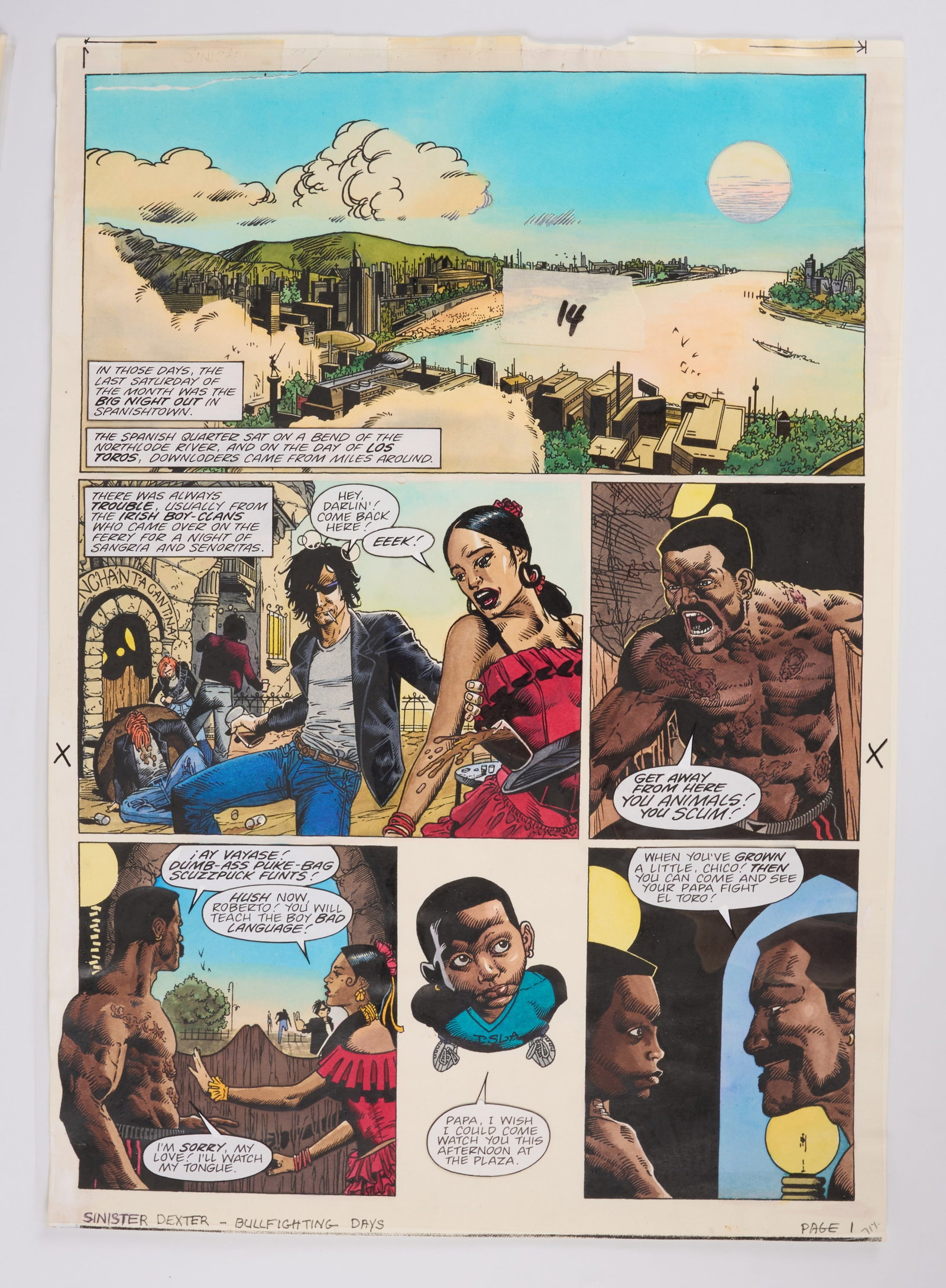 Andy Clarke 2000 AD Prog #1099 Bullfighting Sinister Dexter Colour Story Pages (Fleetway, 1998) (1 of 11)