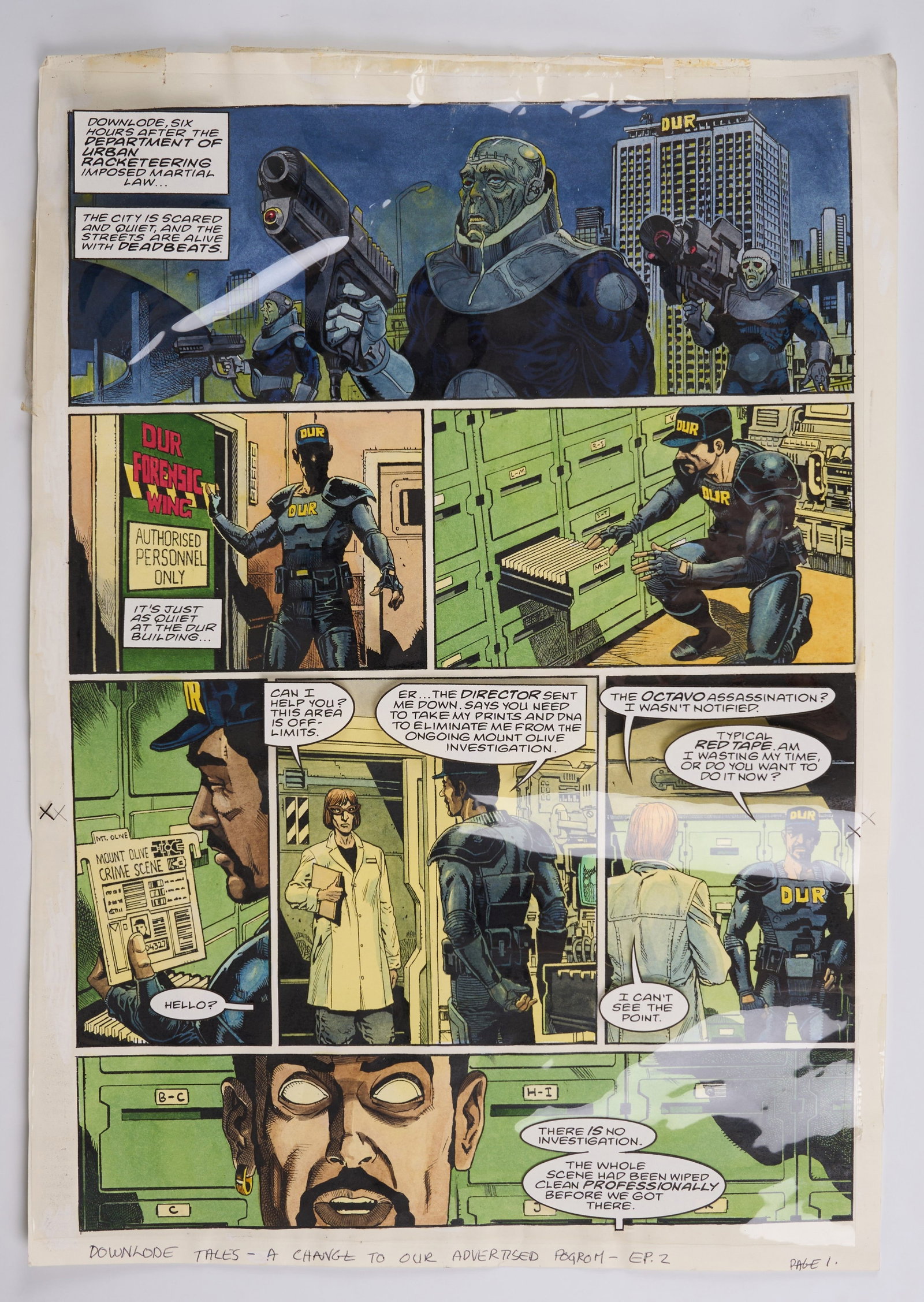 Chris Weston 2000 AD Downlode Tales 'City Of Fire Part 2' Original Colour Comic Pages (Fleetway, (1 of 11)