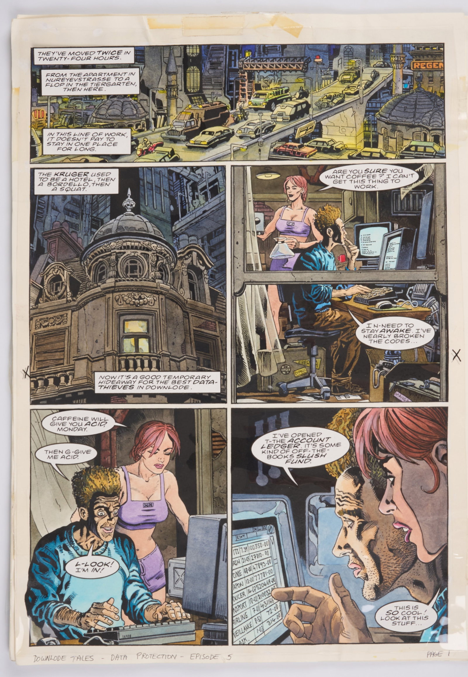 Chris Weston 2000 AD Prog #1159 Downlode Tales Data Protection Full Colour Story Pages 1-5 (1 of 15)