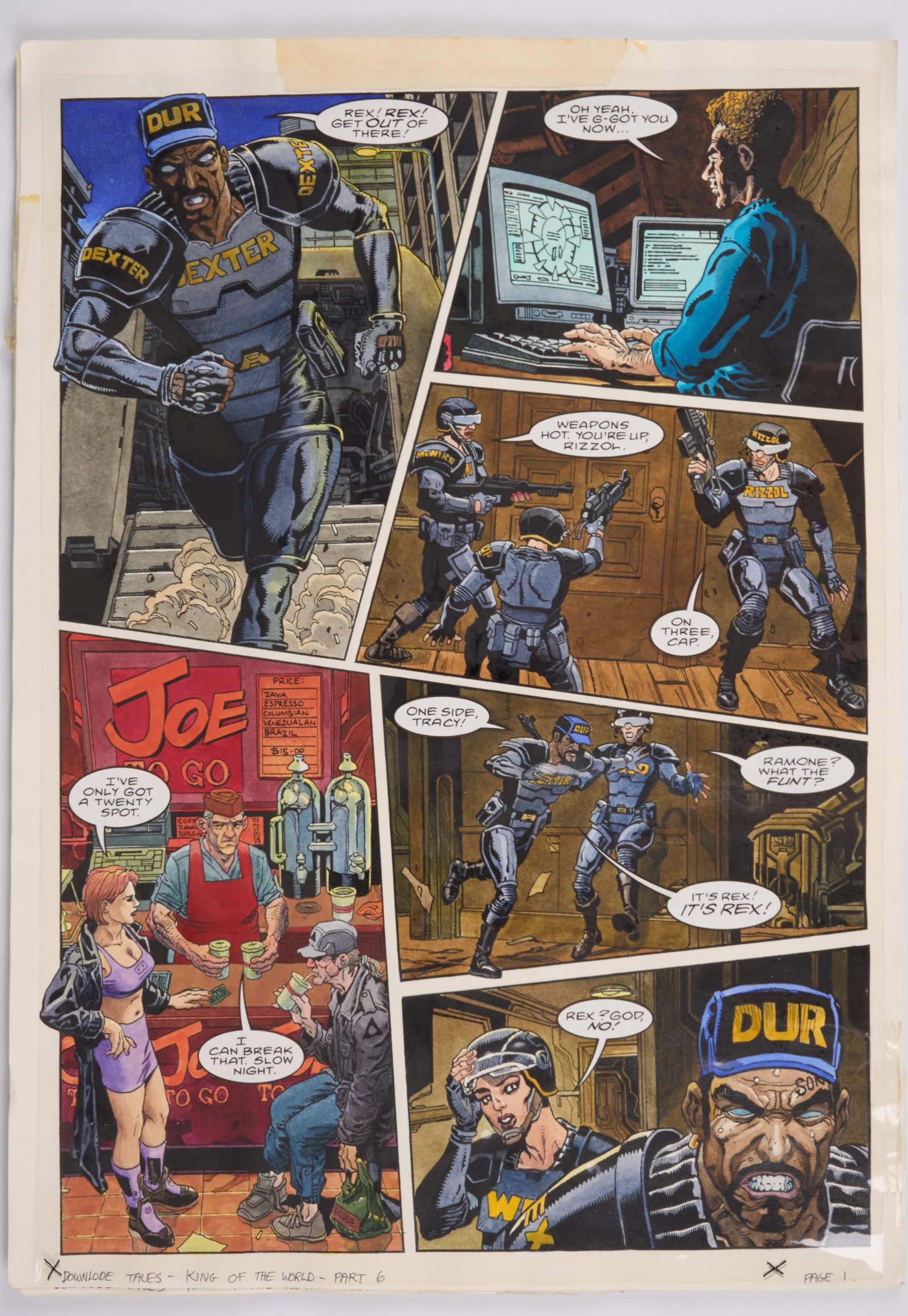 Chris Weston 2000 AD Prog #1160 Downlode Tales 'King Of The World Part 6' Colour Comic Pages 1-5 (1 of 13)