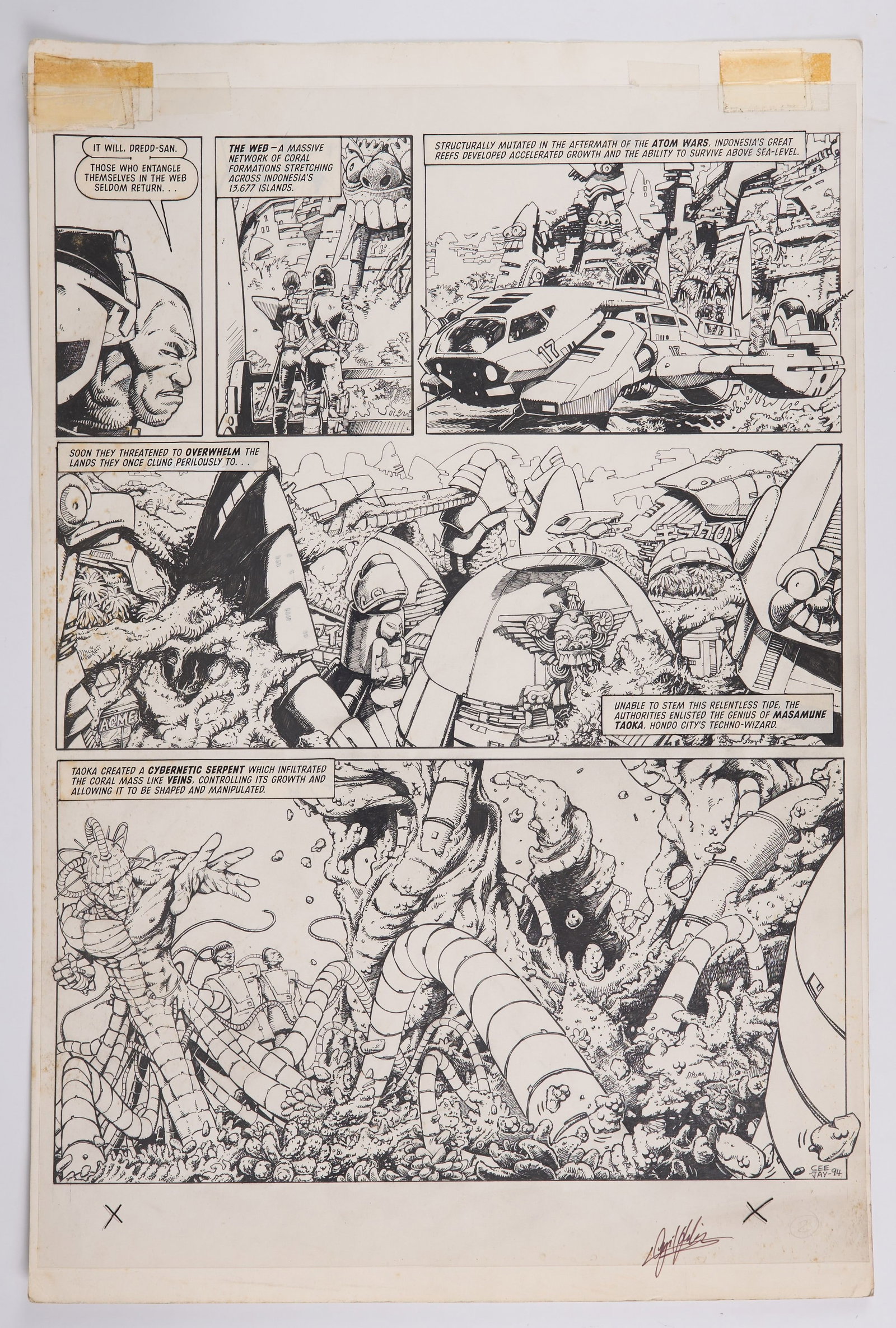 Cyril Julien Judge Dredd Megazine #19 Inked Story Pages Judge Dredd: Web Harmony The Night Santa (1 of 12)