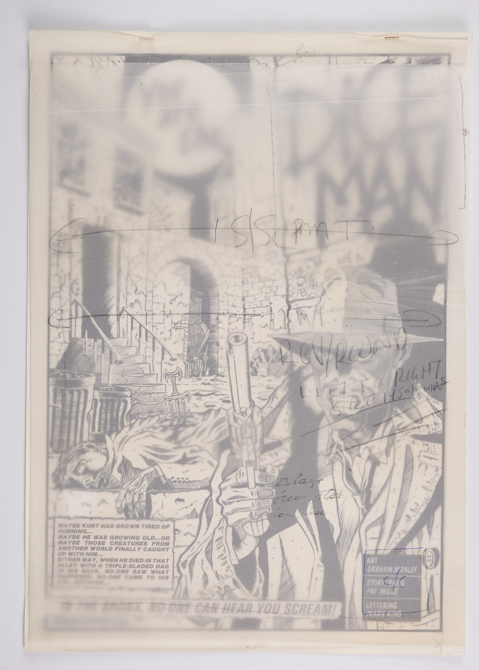 Graham Manley Dice Man #2 In The Bronx, No One Can Hear You Scream! Ink Story Pages (IPC Magazines, (1 of 14)