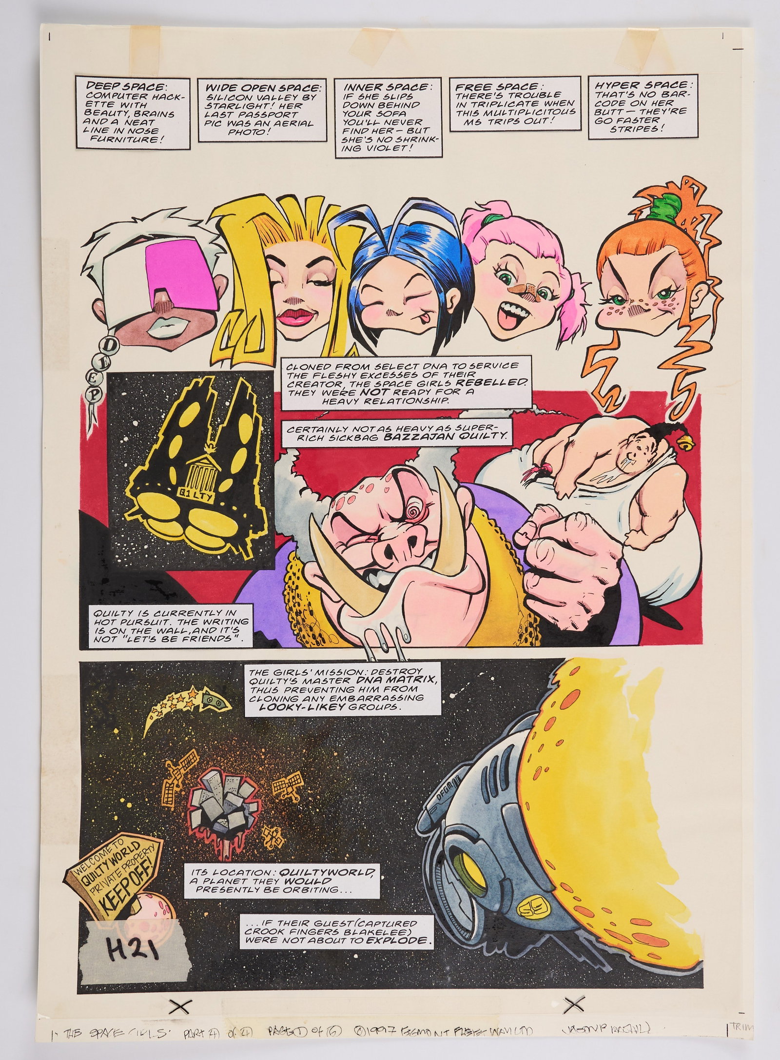 Jason Brashill 2000 AD Prog #1065 Space Girls Colour Story Pages Signed (Fleetway, 1997) Total 6 (1 of 18)