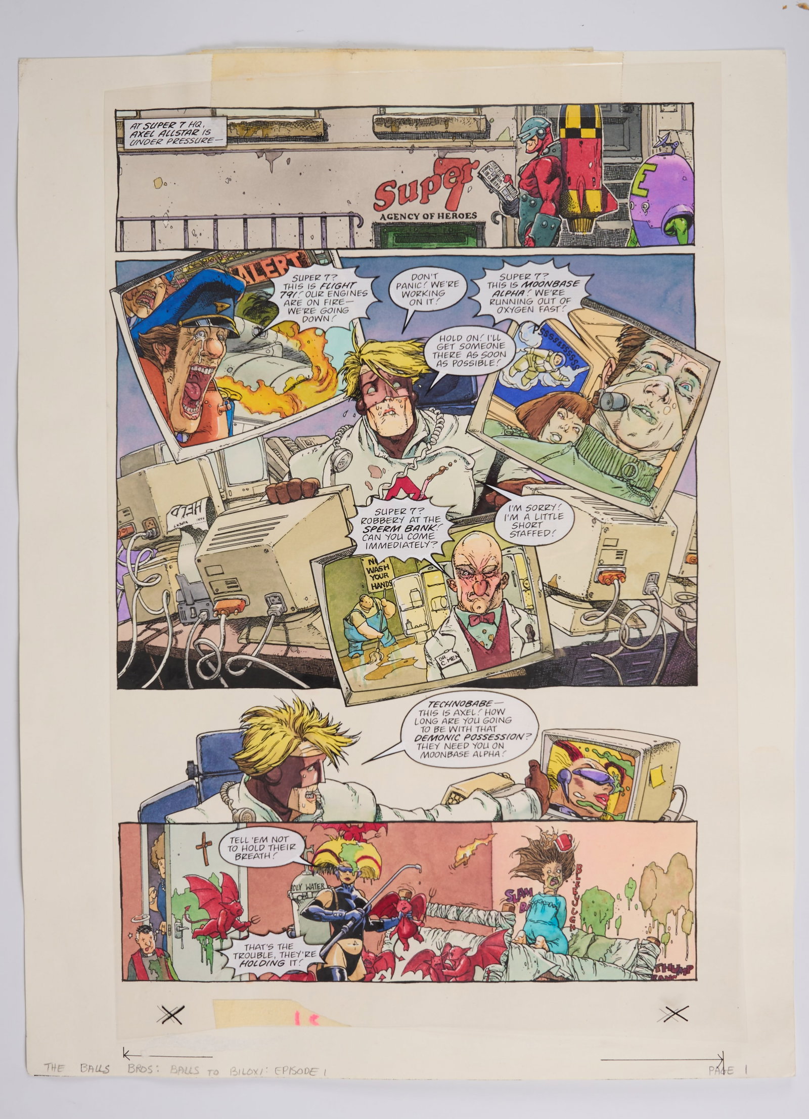 Kevin Walker 2000 AD Prog #1141 The Balls Brothers Episode 1 Story Pages (Fleetway, 1999) Total 6 (1 of 10)