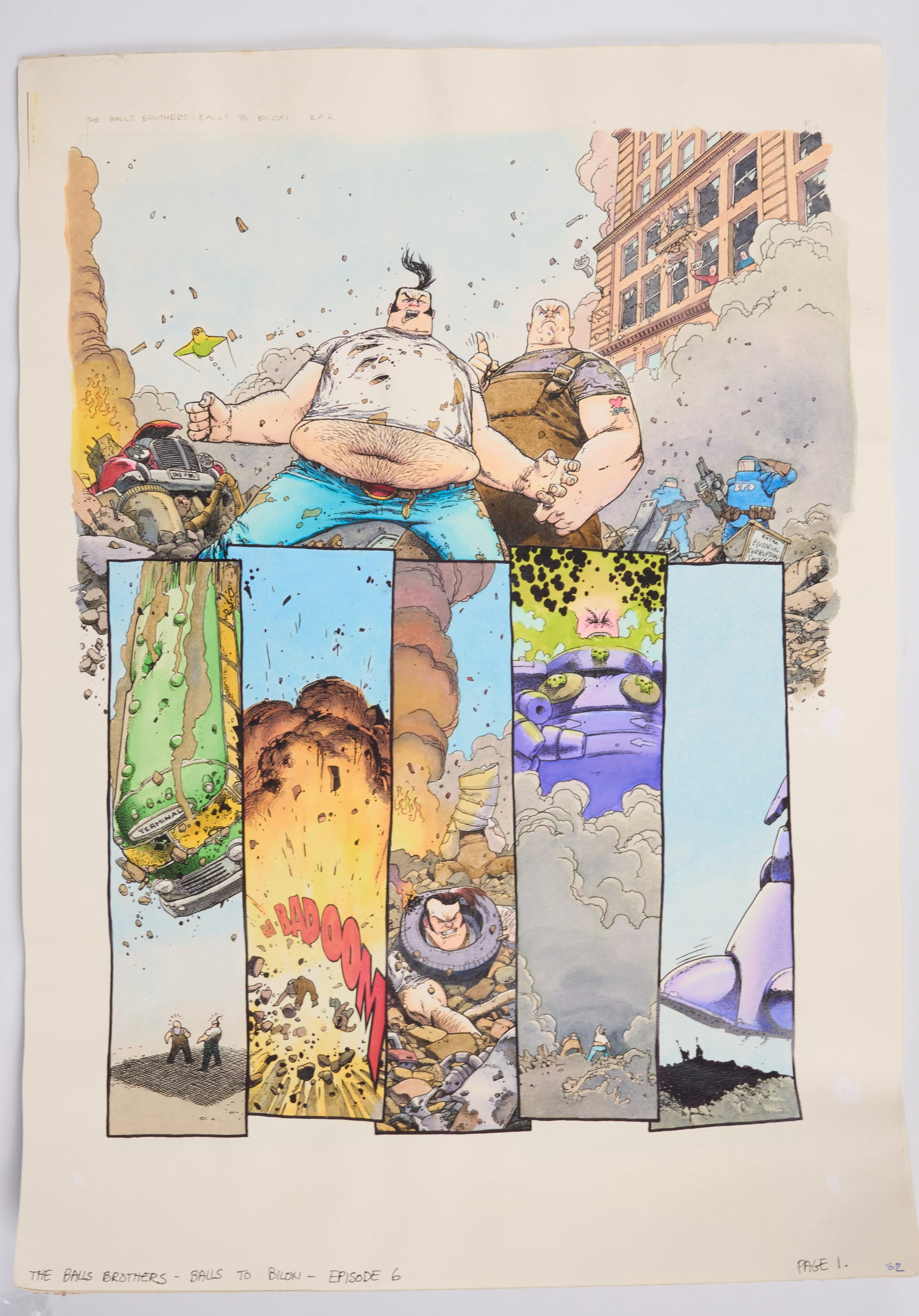 Kevin Walker 2000 AD Prog #1146 The Balls Brothers Episode 6 Story Pages (Fleetway, 1999) Total 6 (1 of 9)
