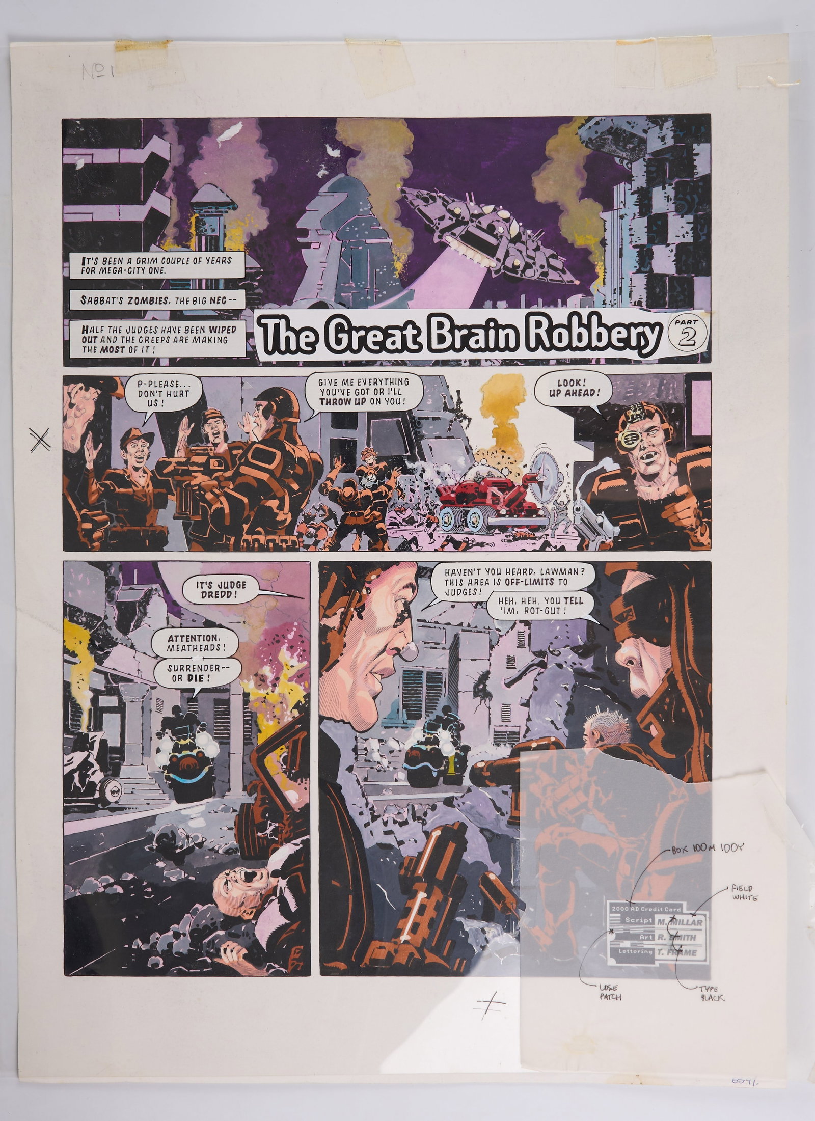 Mark Millar Ron Smith 2000 AD Prog #836 The Great Brain Robbery Colour Story Page (Fleetway, 1993) (1 of 4)