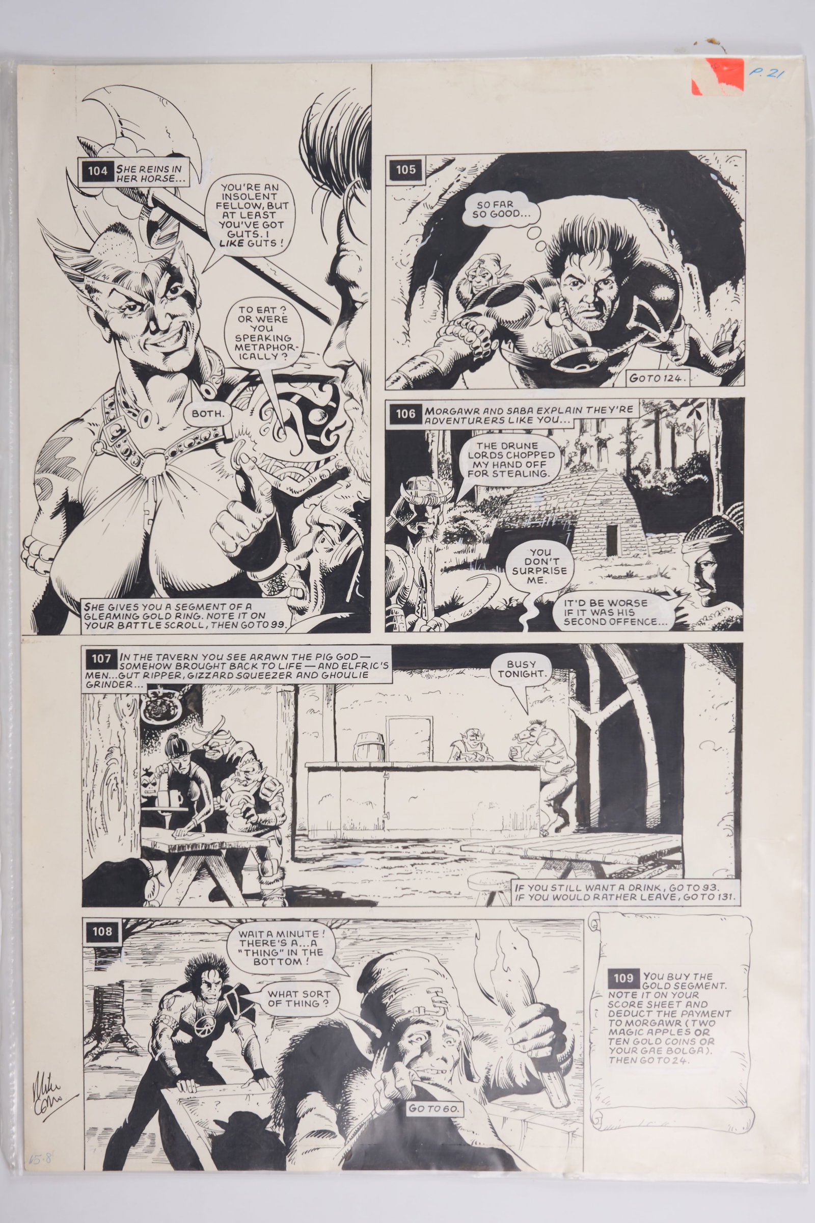Mike Collins 2000 AD Spinoff Dice Man #4 Story Pages 54-55 Signed (Fleetway, 1986) Total 2 (1 of 6)