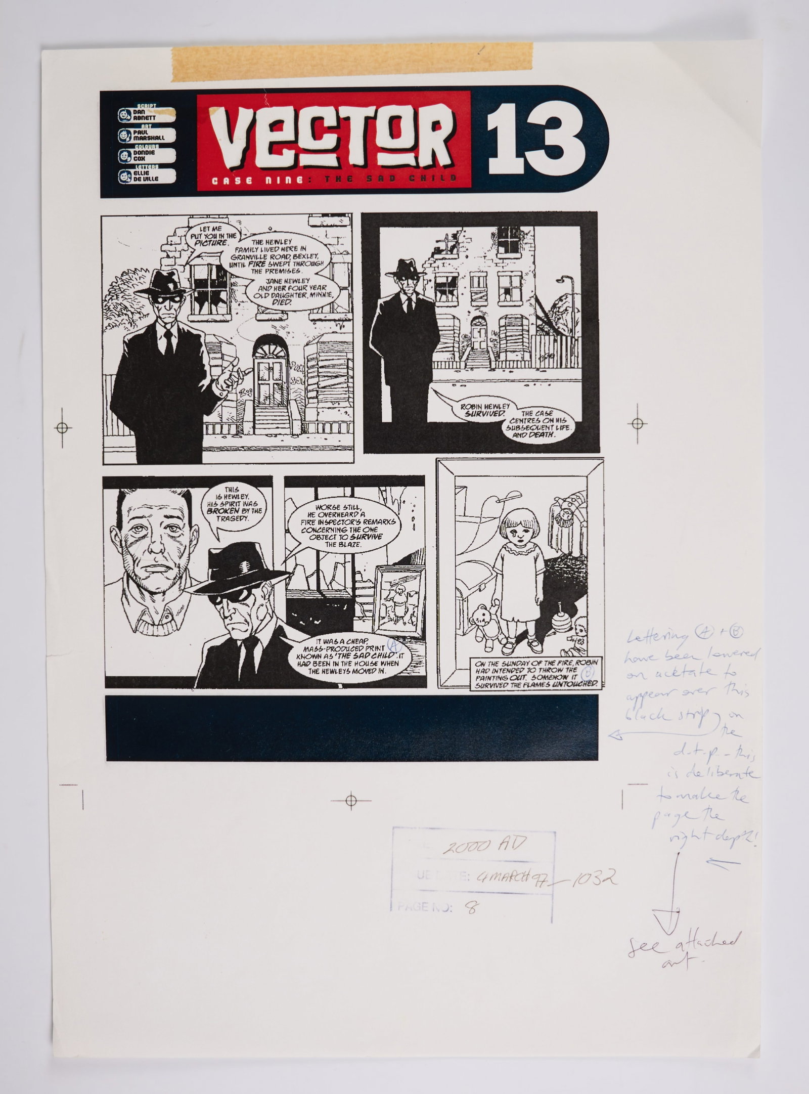 Paul Marshall 2000 AD Prog #1032 Case Nine: The Sad Child Vector 13 Colour Story Pages (Fleetway, (1 of 12)