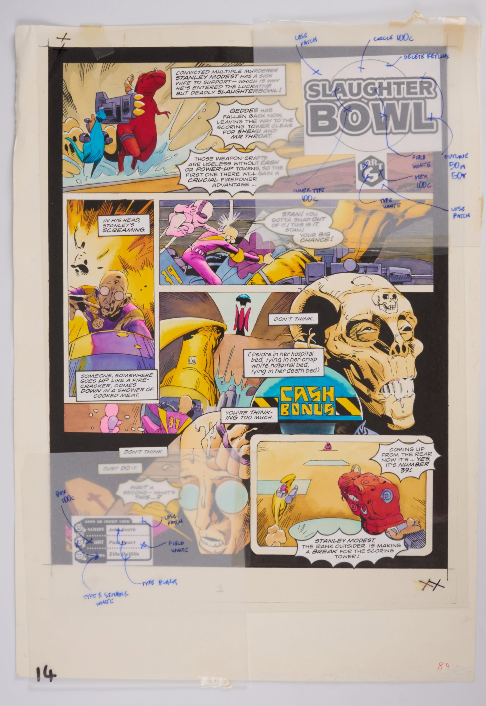 Paul Peart 2000 AD Prog #847 Slaughter Bowl Part 6 Colour Full Story Pages (Fleetway, 1993) Total 6 (1 of 11)