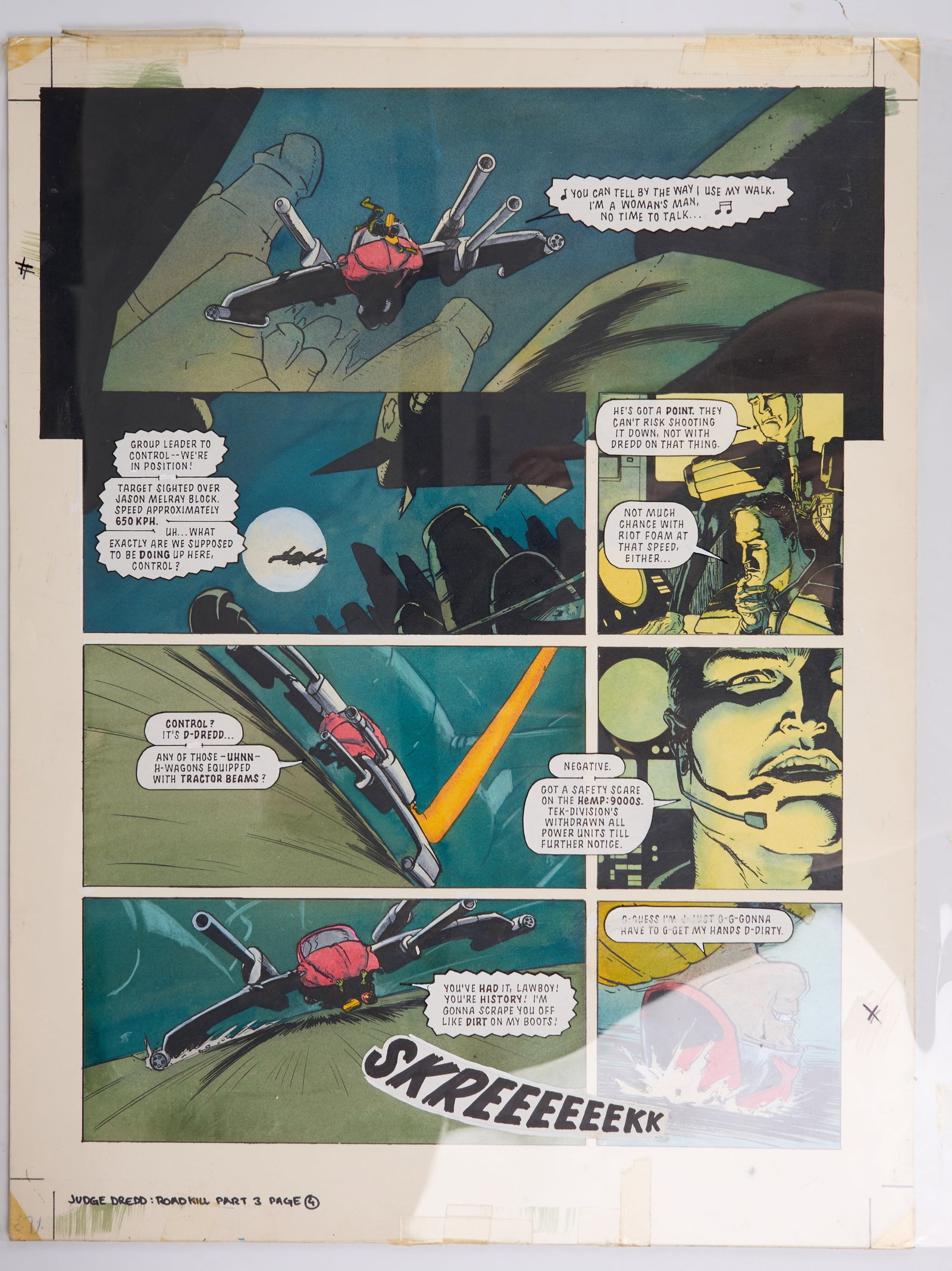 Peter Doherty 2000 AD Prog #858 Judge Dredd 'Roadkill Part 3' Full Colour Story Page (Fleetway, (1 of 3)