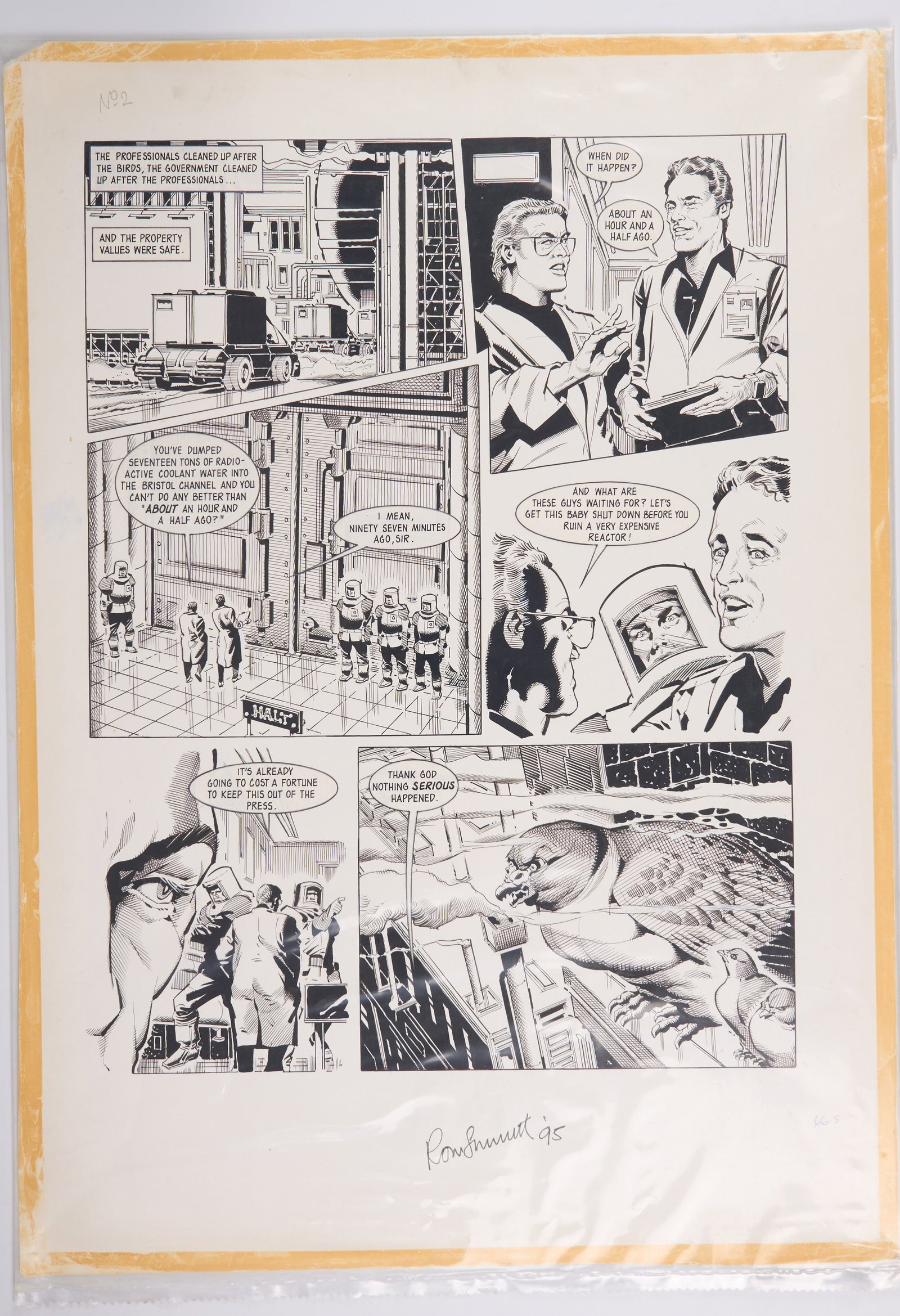 Ron Smith 2000 AD #705 Tharg's Future Shock Killer Pigeons From Hell Story Pages Signed (Fleetway, (1 of 9)