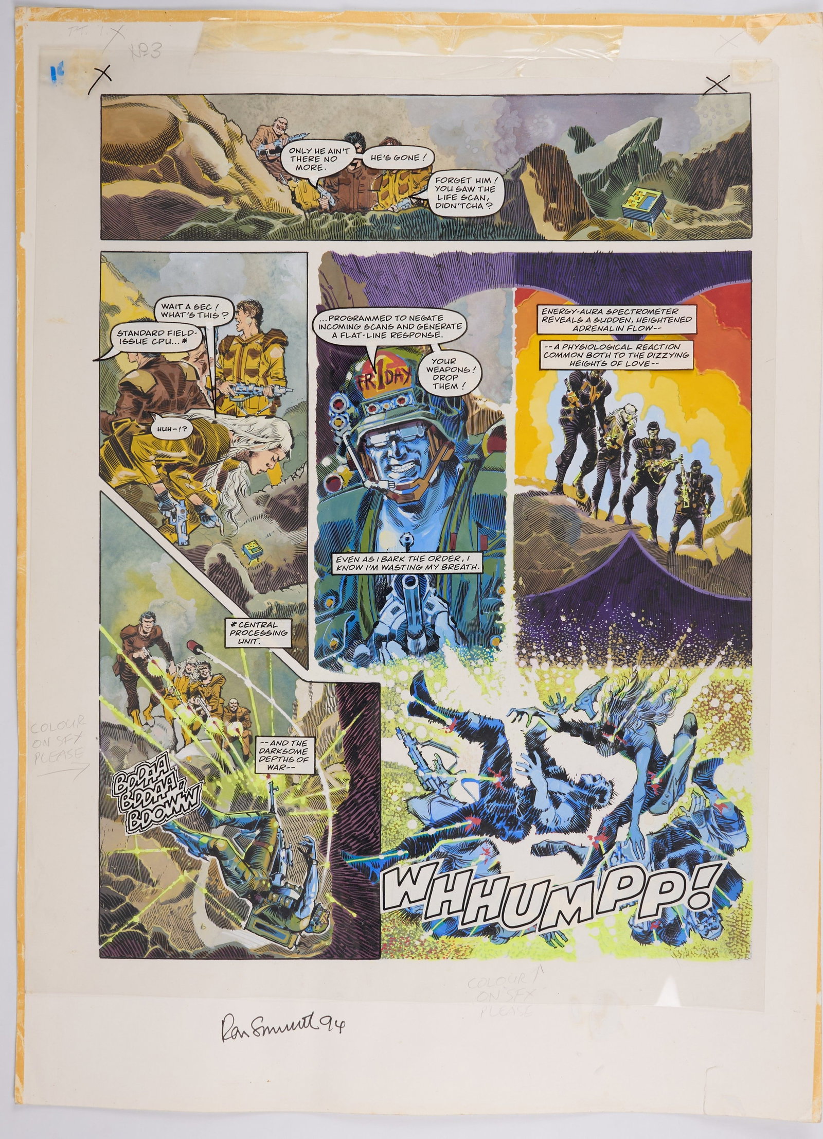 Ron Smith 2000 AD #712 Golden Fox Rebellion Colour Story Pages Signed (Fleetway, 1991) Total 2 (1 of 8)