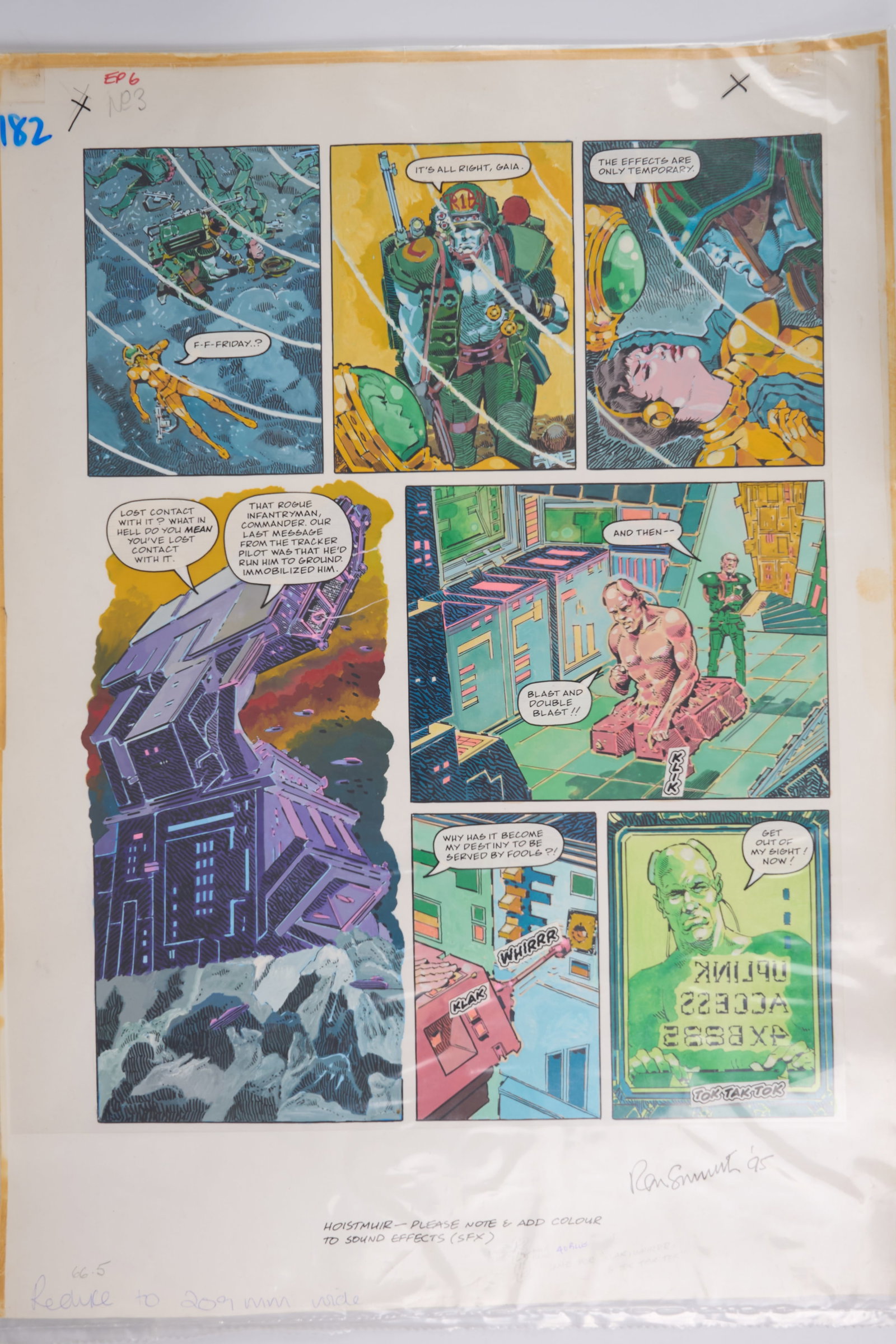 Ron Smith 2000 AD Original Colour Story Pages Signed (Fleetway, 1995) Total 4 (1 of 8)