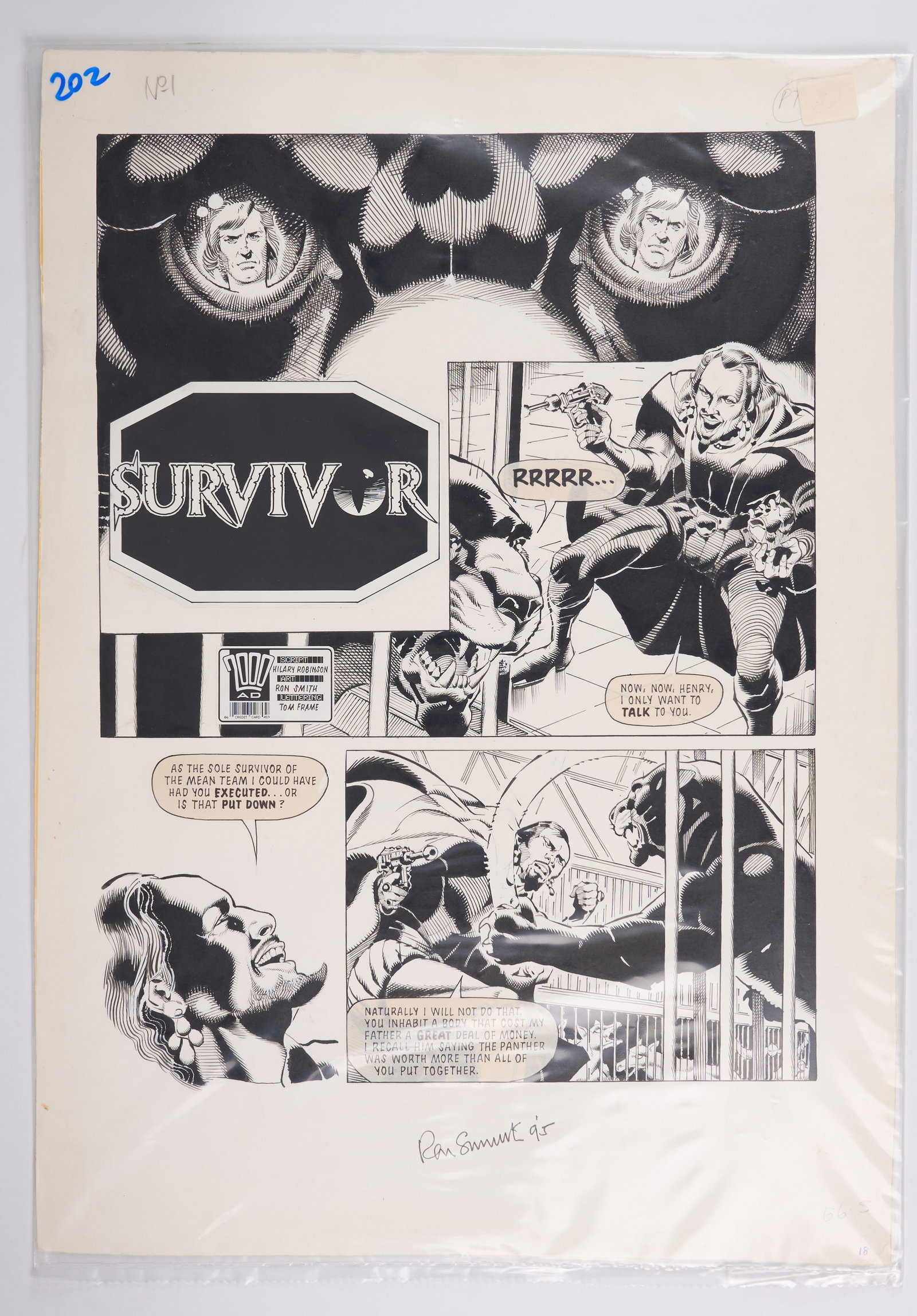 Ron Smith 2000 AD Prog #641 Survivor Story Pages Signed (Fleetway, 1987) Total 3 (1 of 9)