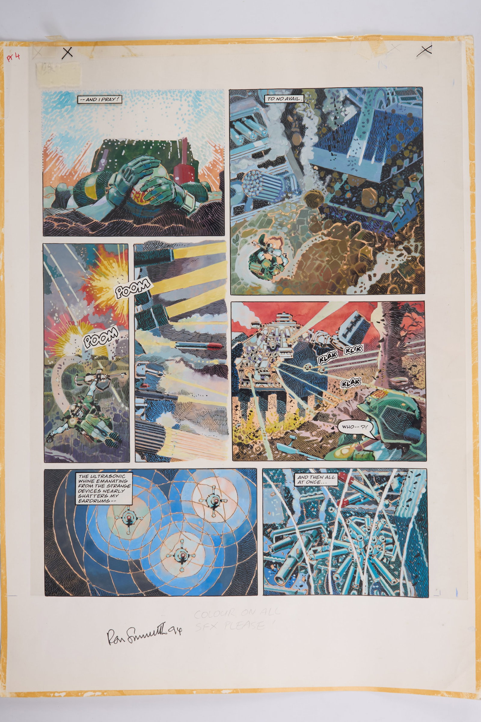 Ron Smith 2000 AD Prog #715 The Golden Fox Rebellion Colour Story Pages (Fleetway, 1991) Total 4 (1 of 11)