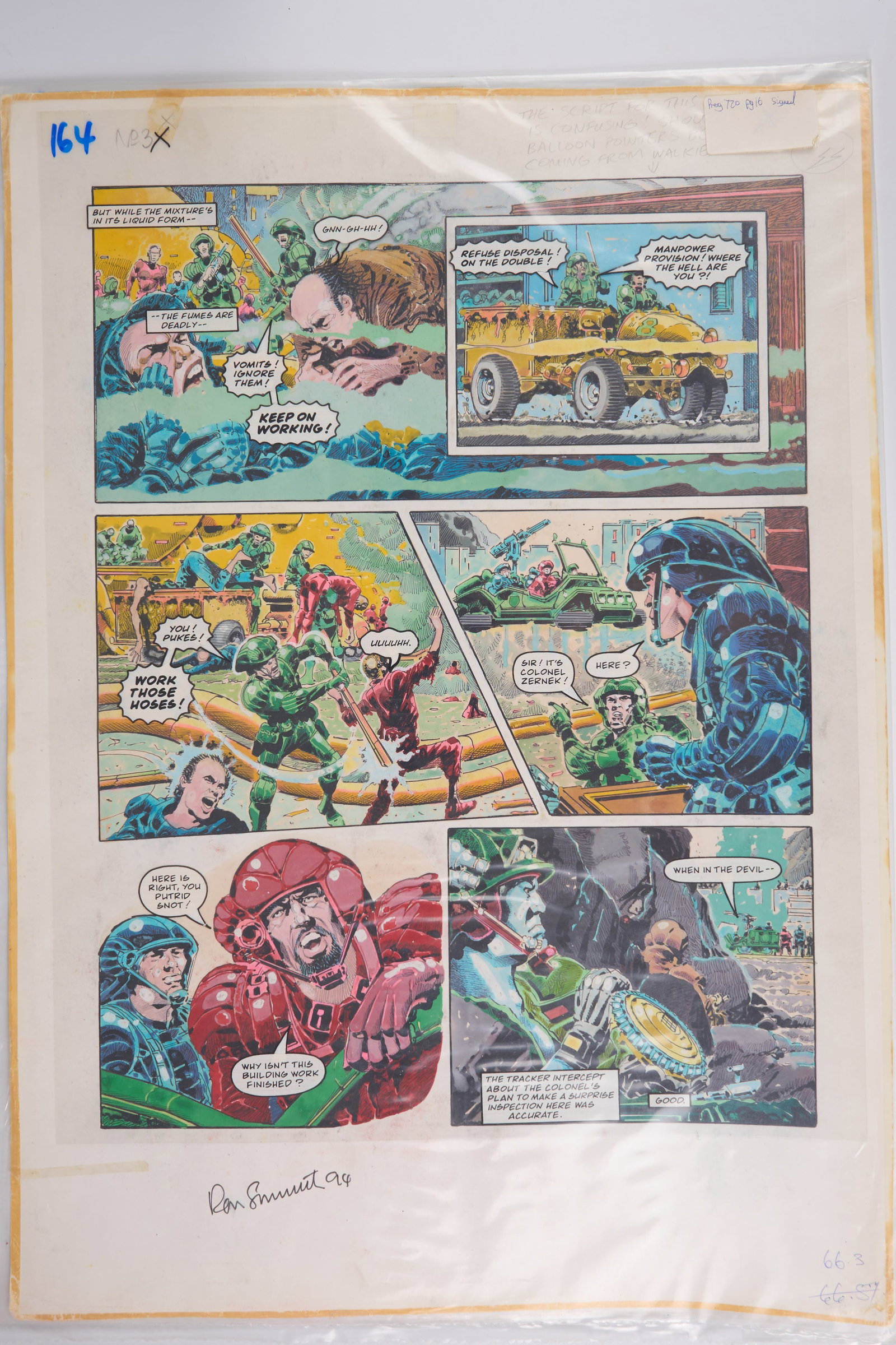 Ron Smith 2000 AD Prog #720 Golden Fox Rebellion Colour Story Pages Signed (Fleetway, 1991) Total 4 (1 of 13)