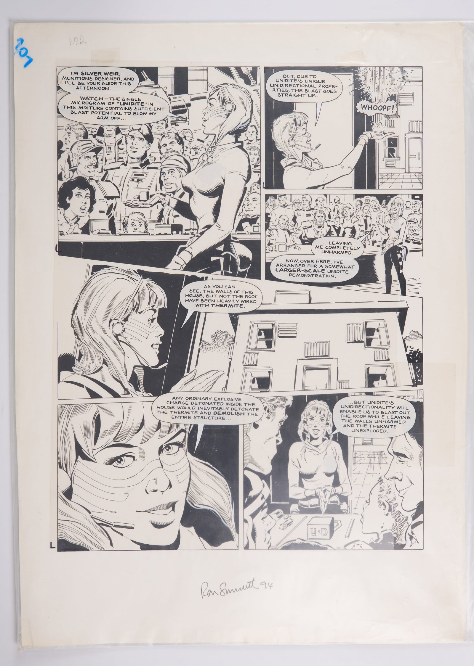 Ron Smith 2000 AD Prog #776 Grey Ghost Overflight Story Pages Signed (Fleetway, 1992) Total 2 (1 of 6)