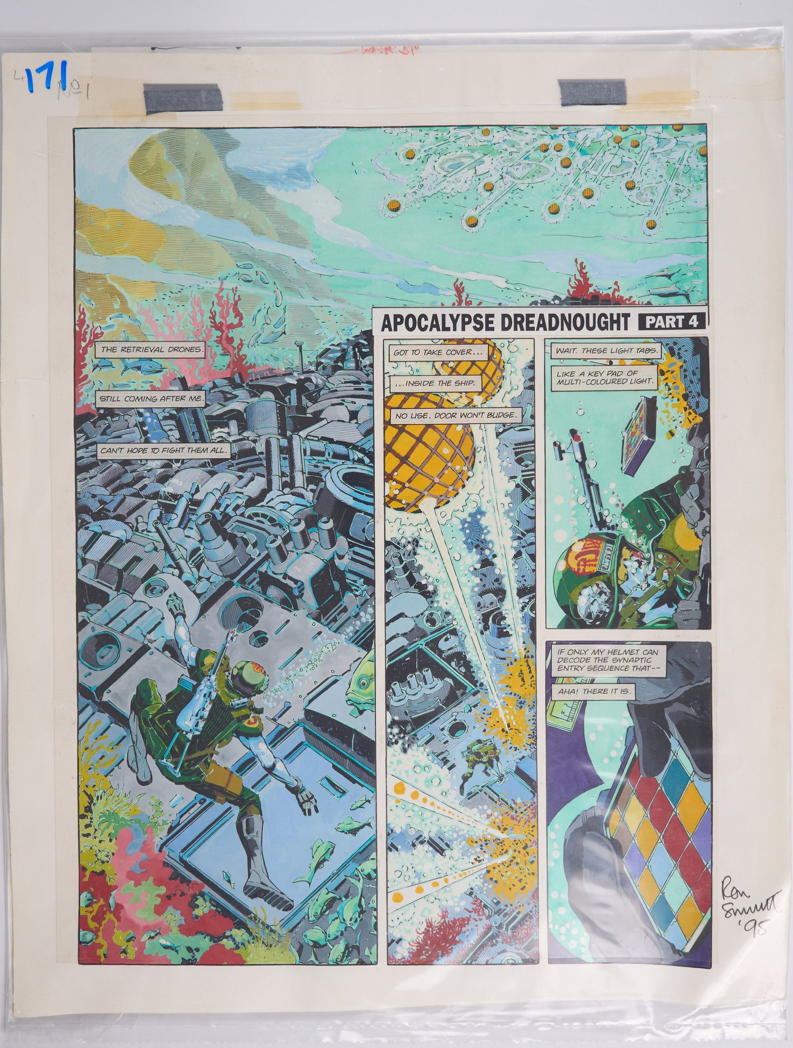 Ron Smith 2000 AD Prog #783 Apocalypse Dreadnought Colour Story Pages Signed (Fleetway, 1992) Total (1 of 14)