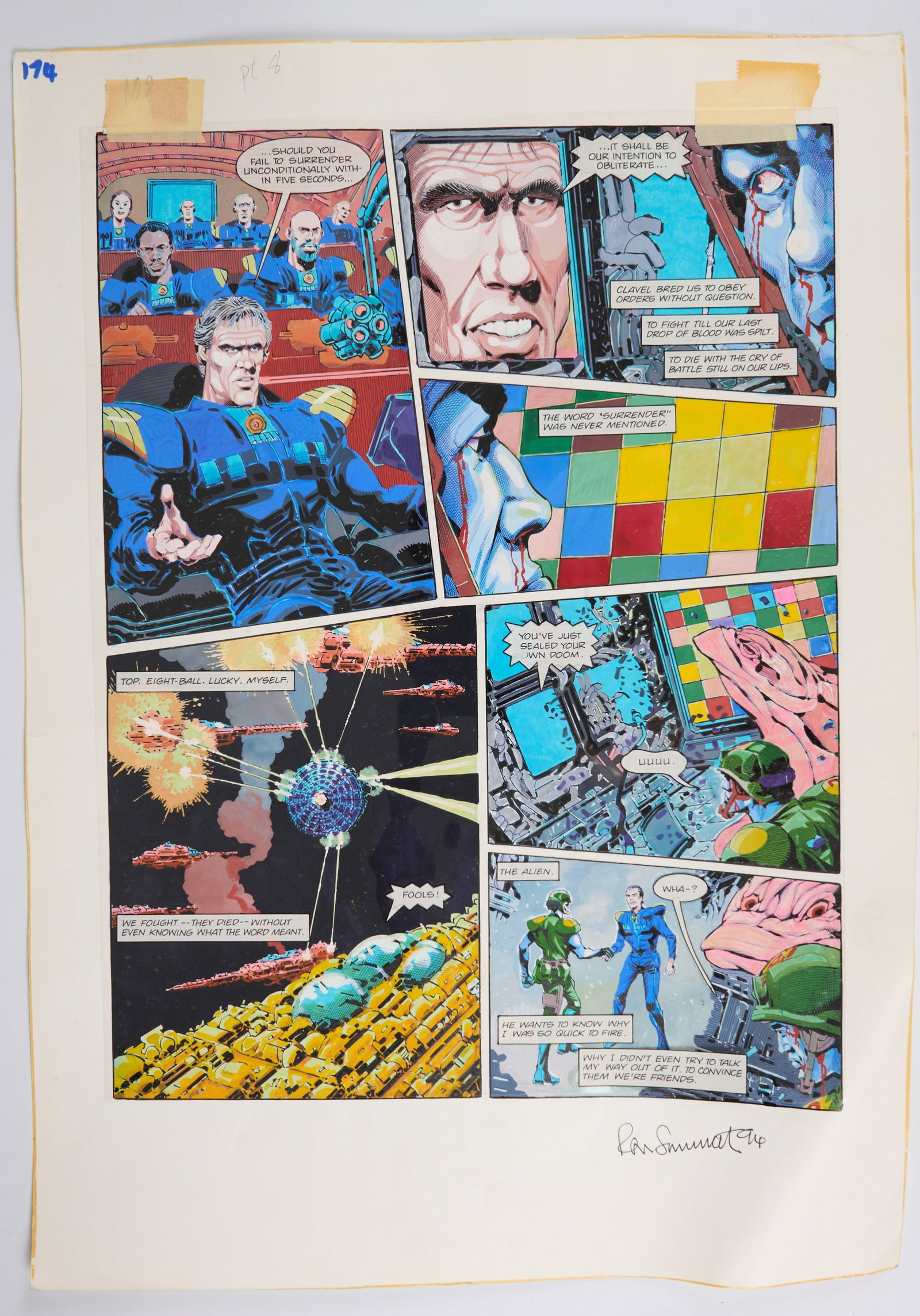 Ron Smith 2000 AD Prog #787 Apocalypse Dreadnought Colour Story Pages Signed (Fleetway, 1991) Total (1 of 10)
