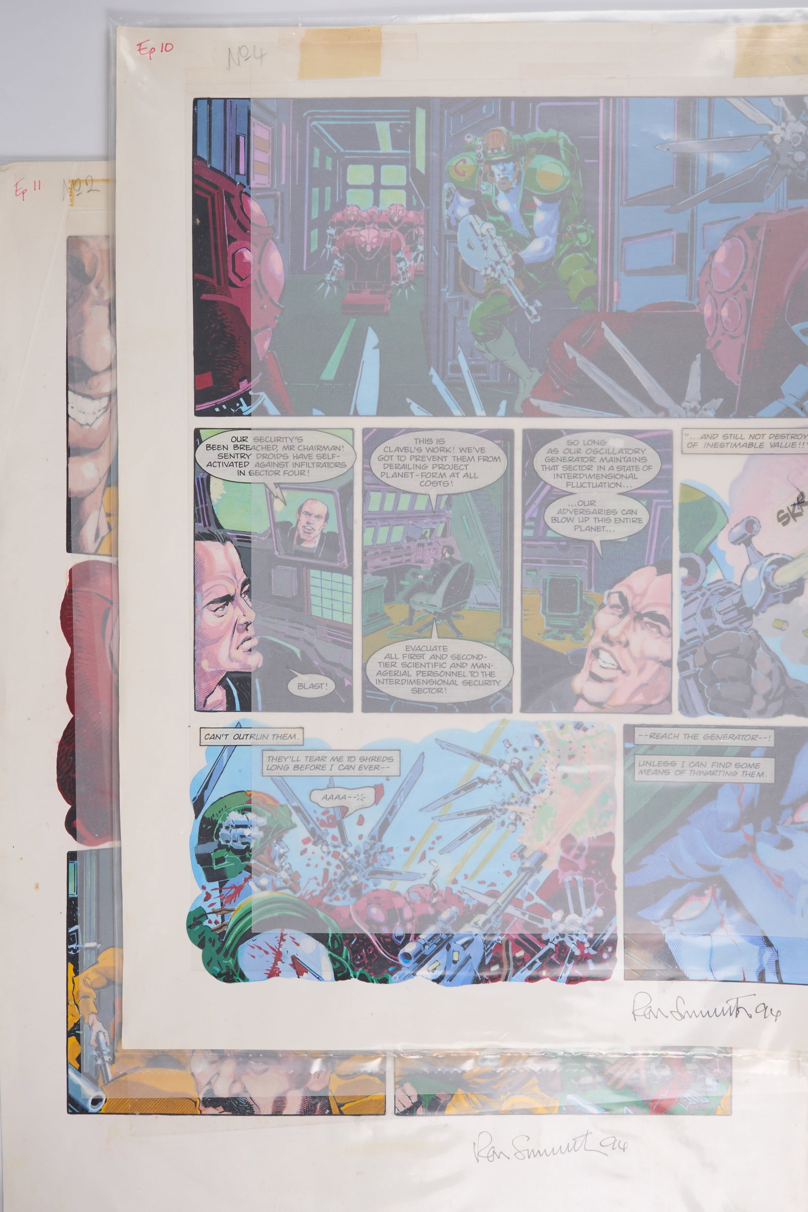 Ron Smith 2000 AD Prog #789 And #790 Apocalypse Dreadnought Colour Story Pages Signed (Fleetway, (1 of 7)