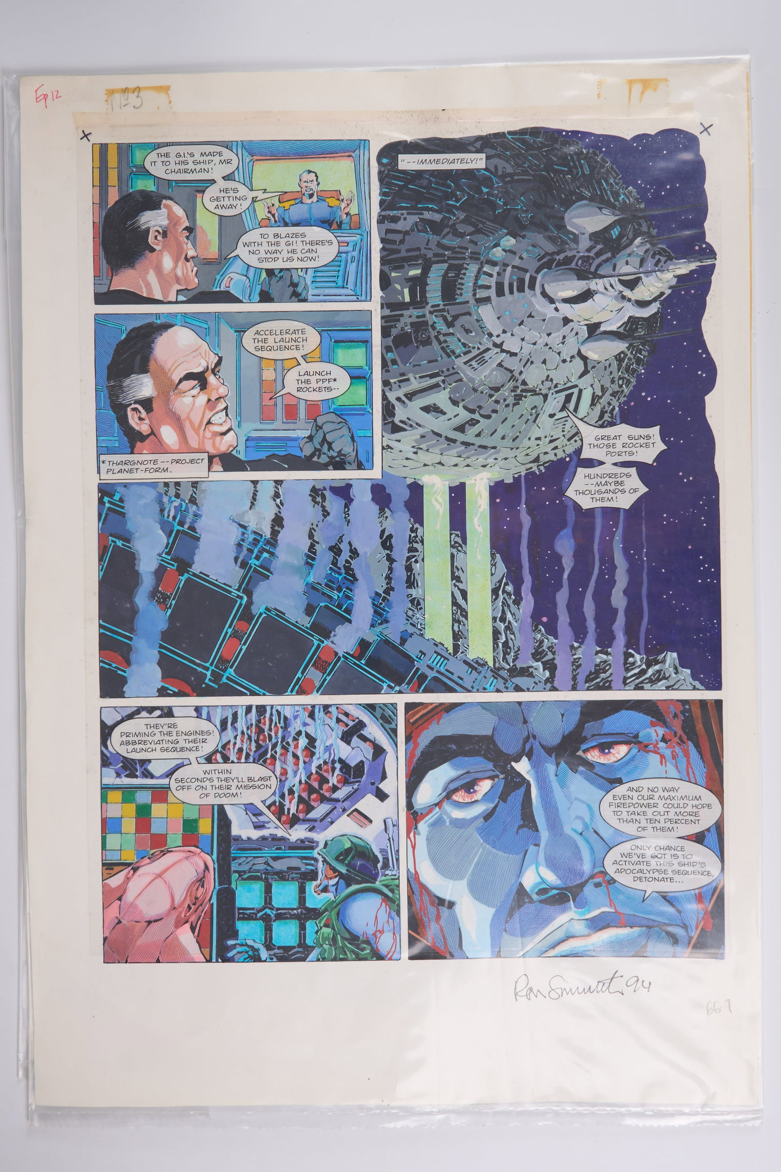 Ron Smith 2000 AD Prog #791 Apocalypse Dreadnought Colour Story Pages Signed (Fleetway, 1992) Total (1 of 6)