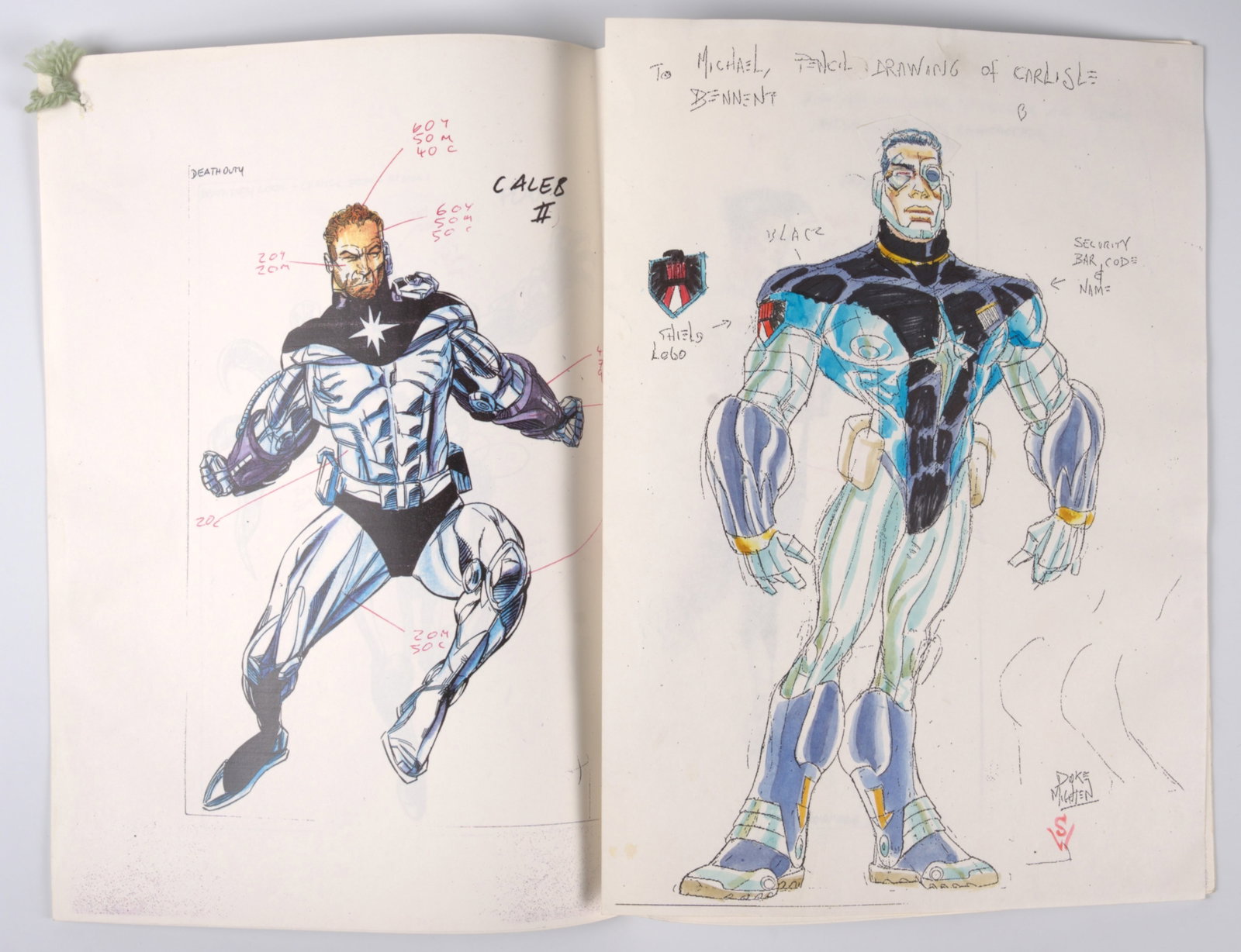 Cancelled Marvel Red Mist 20-20/Death Duty/Roid Rage Character Colour Sheets (Marvel Comics, 1993) (1 of 7)