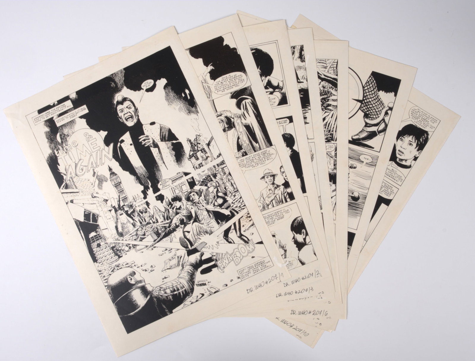 John Ridgway Doctor Who Monthly #207 Time & Time Again Printed Story Guide Pages (Marvel UK, 1993) (1 of 7)