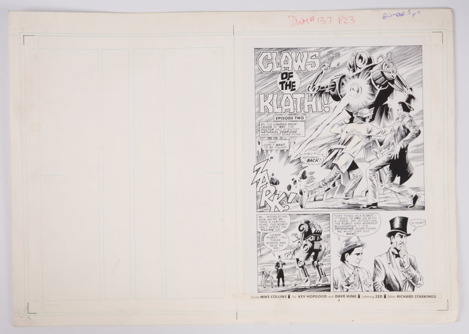 Kev Hopgood & Dave Hine Doctor Who Monthly #137 Claws Of The Klathi! Printed Story Pages (Marvel UK, (1 of 4)