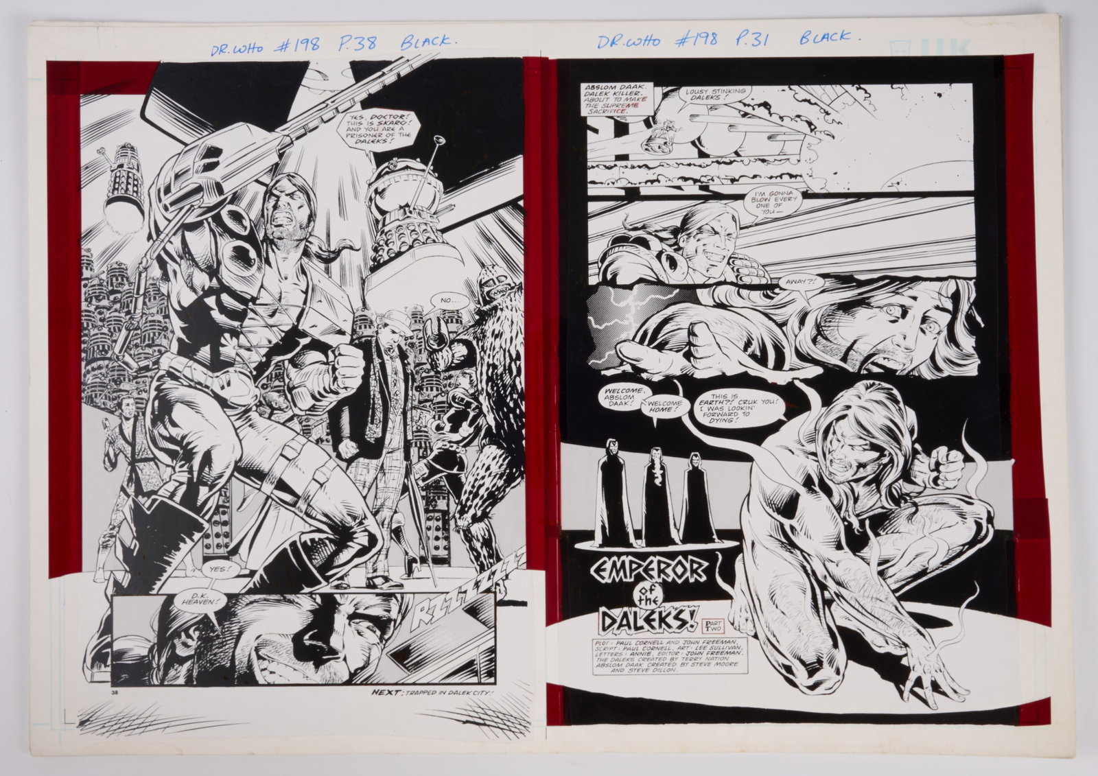 Lee Sullivan Doctor Who Monthly #198 'Emperor Of The Daleks' Printed Story Guide Pages (Marvel UK, (1 of 4)