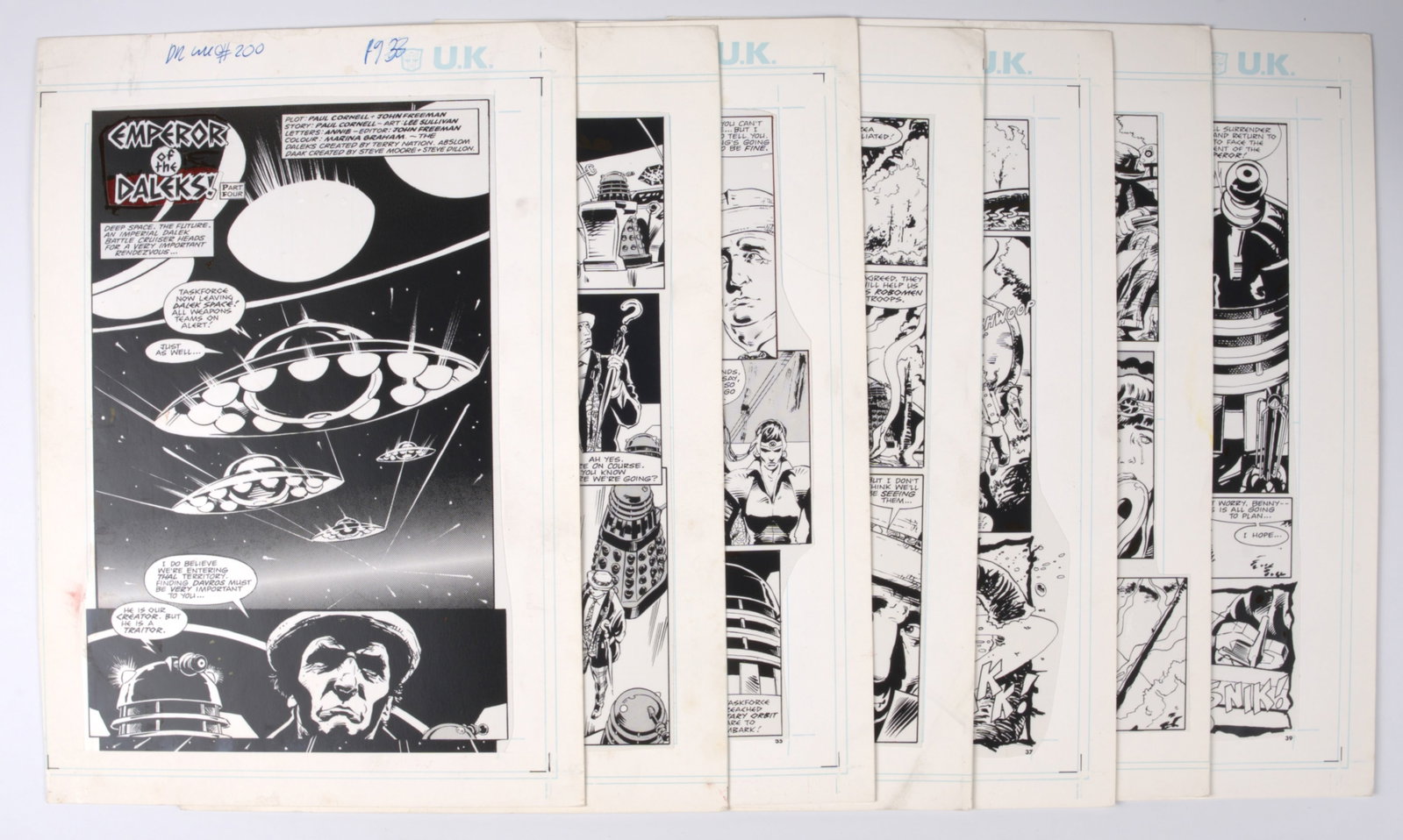 Lee Sullivan Doctor Who Monthly #200 'Emperor Of The Daleks' Printed Story Guide Pages (Marvel UK, (1 of 4)