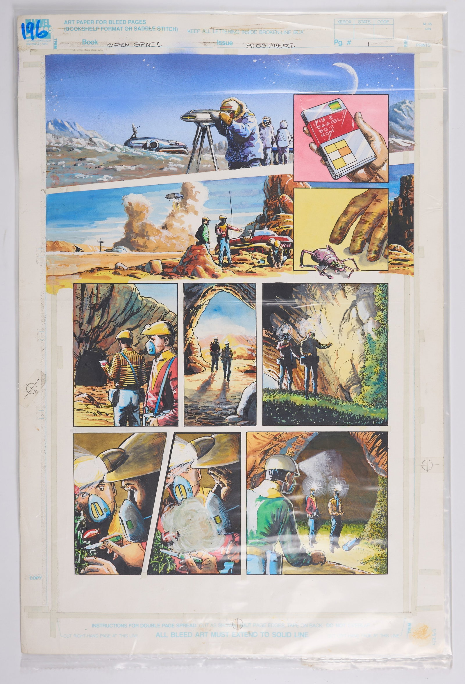 John Ridgway Open Space #2 Biosphere Story Pages (Marvel, 1990) Total 7: Open Space #2 Biosphere Story Pages (Marvel, 1990). Total 6.Colour story pages from Open Spaces #2 ?Biosphere?, pages: 1. 3, 4, 5, 7, 9 and 10. Art and inks by John Ridgway, inks by Tim Perkins and st