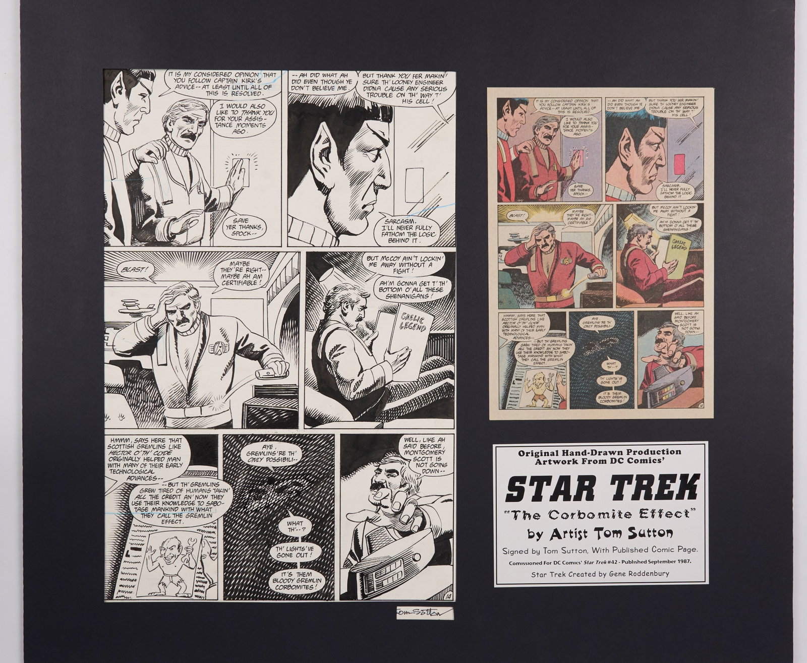 Tom Sutton Star Trek #42 Page 14 Original Ink Comic Page Signed (DC Comics, 1987) (1 of 2)