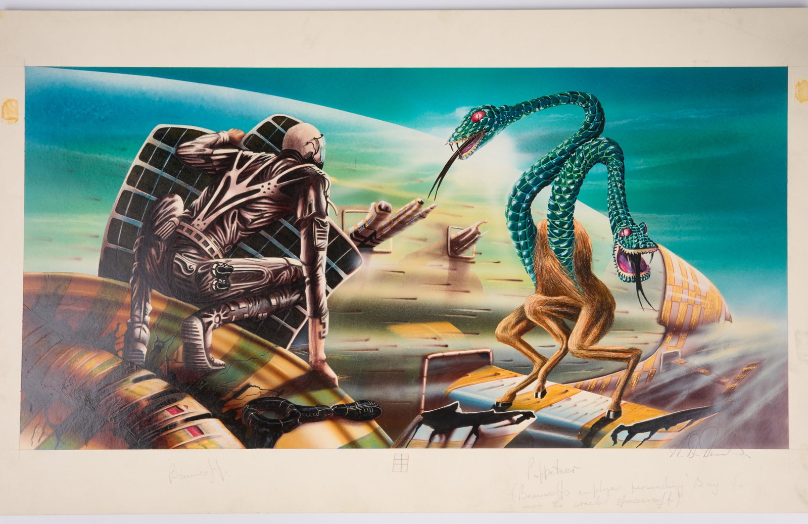 Alan Daniels The Immortal of Science Fiction Signed Artwork (David Wingrove, Pierriot Publishing,: The Immortal of Science Fiction Artwork (David Wingrove, Pierriot Publishing, 1980).?Beauwolf Puppeteer? by Alan Daniels. Part of the 1980's book by David Wingrove ?The Immortal of Science Fiction?, a