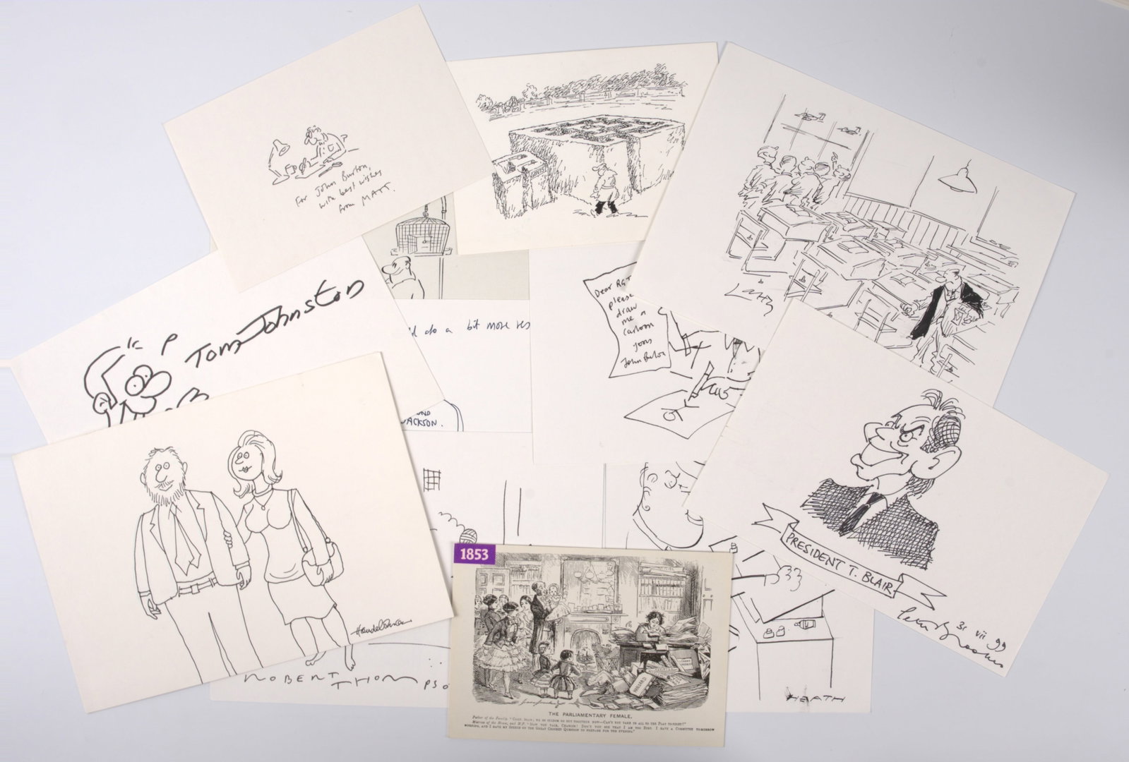 A Collection Of Seventeen Cartoonist Signed Artwork And Letters (Ken Pyne, Bill Tidy, Neil Bennet) (1 of 9)