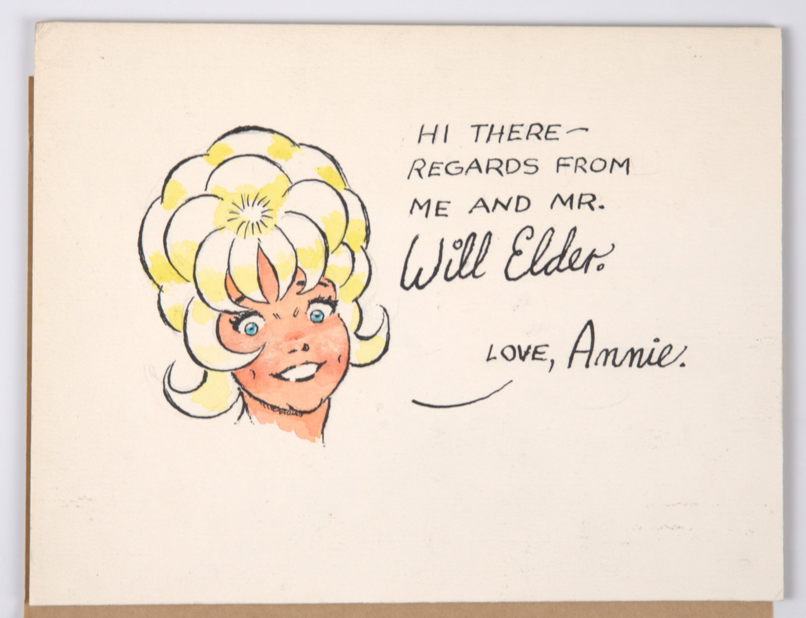 Original Colour Pen Sketch of Playboy Little Annie Fanny Signed by Will Elder, Mad Comic Artist (1 of 1)